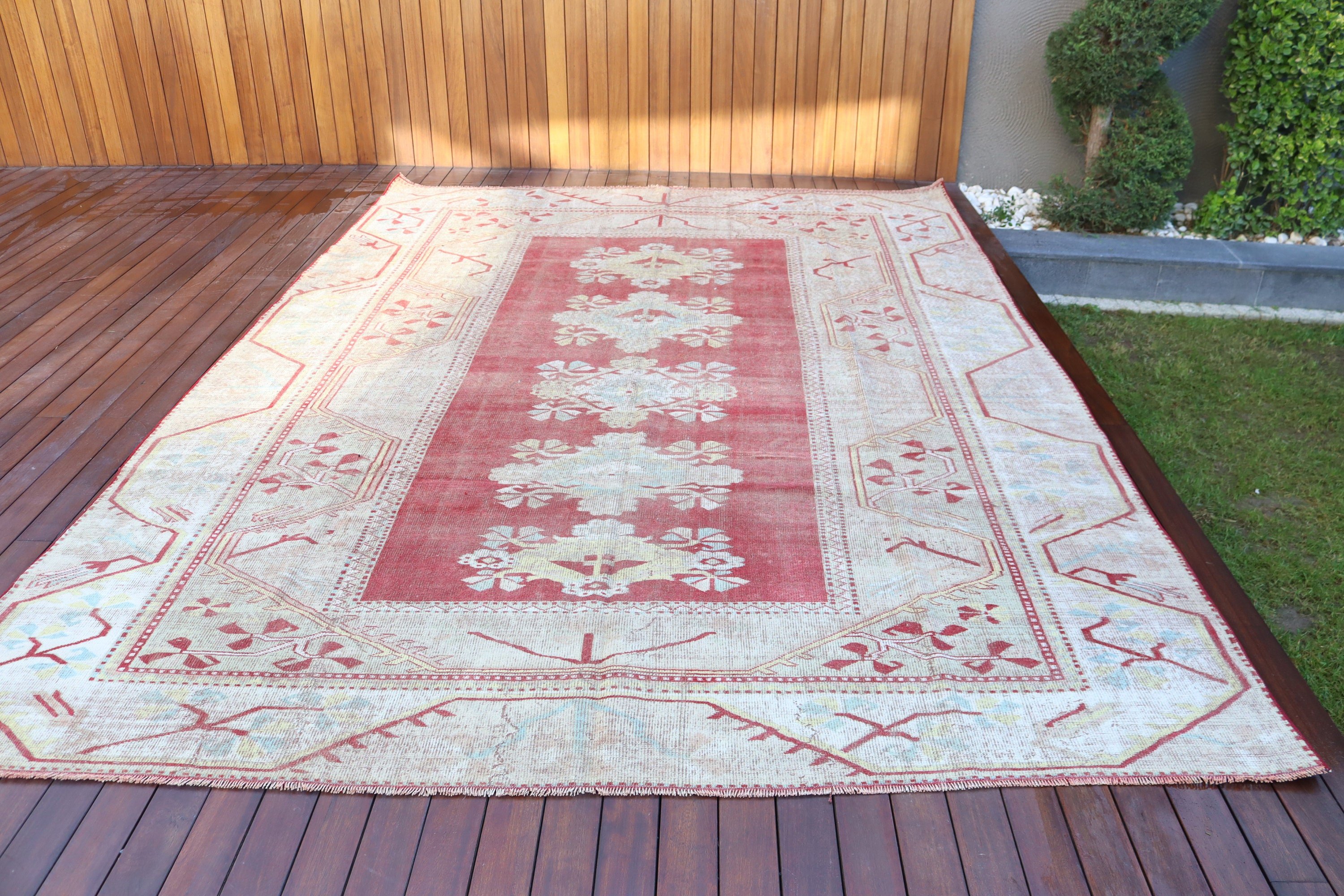 8.2x11.3 ft Büyük Boy Halı, Salon Halıları, Yer Halıları, Vintage Halı, Bej Antika Halılar, Yün Halılar, Türk Halıları, Boho Halılar, Büyük Boy Vintage Halı