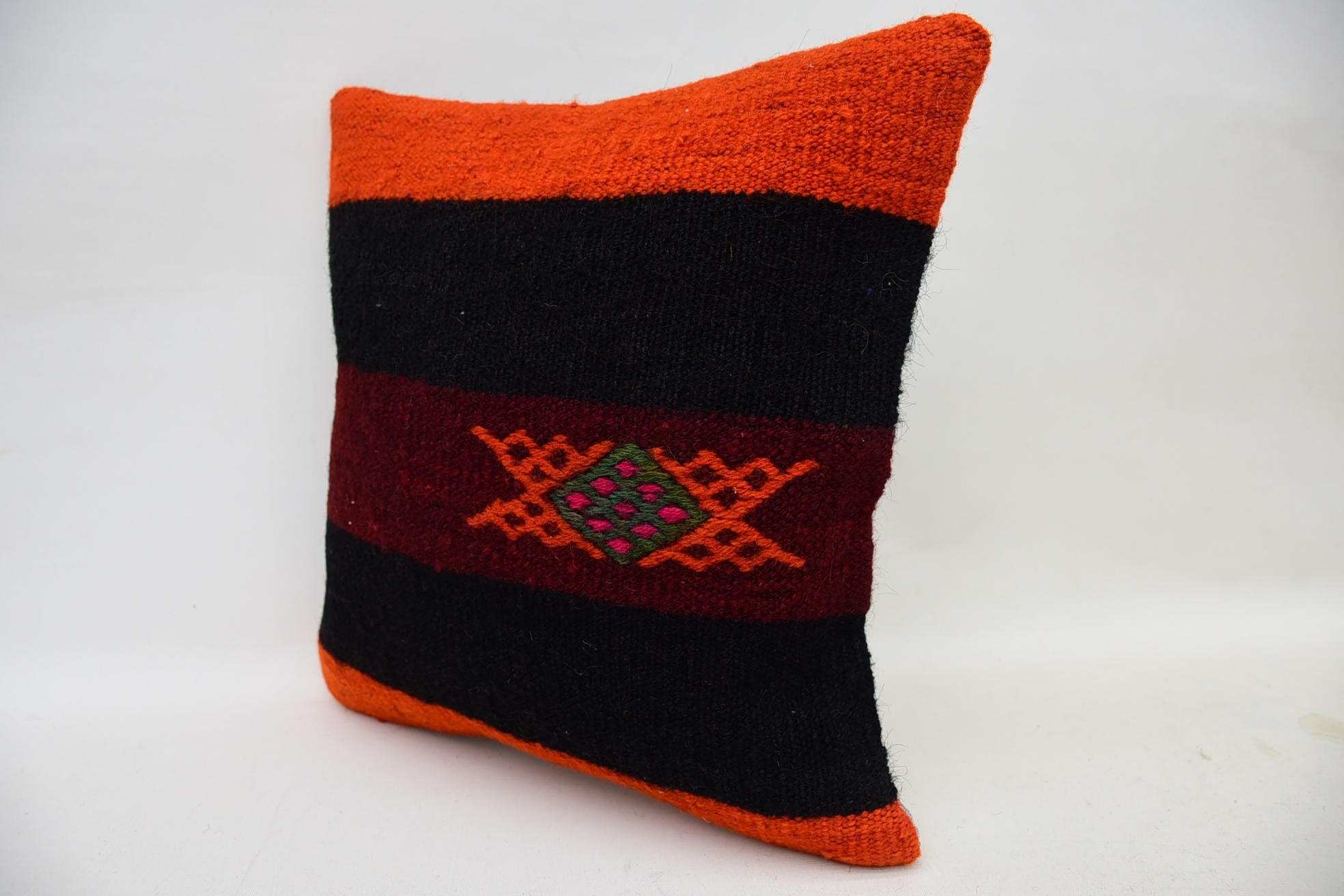 Kilim Pillow, Retro Throw Pillow, Custom Pillow Case, Pillow for Sofa, 14"x14" Orange Pillow Cover, Vintage Kilim Pillow