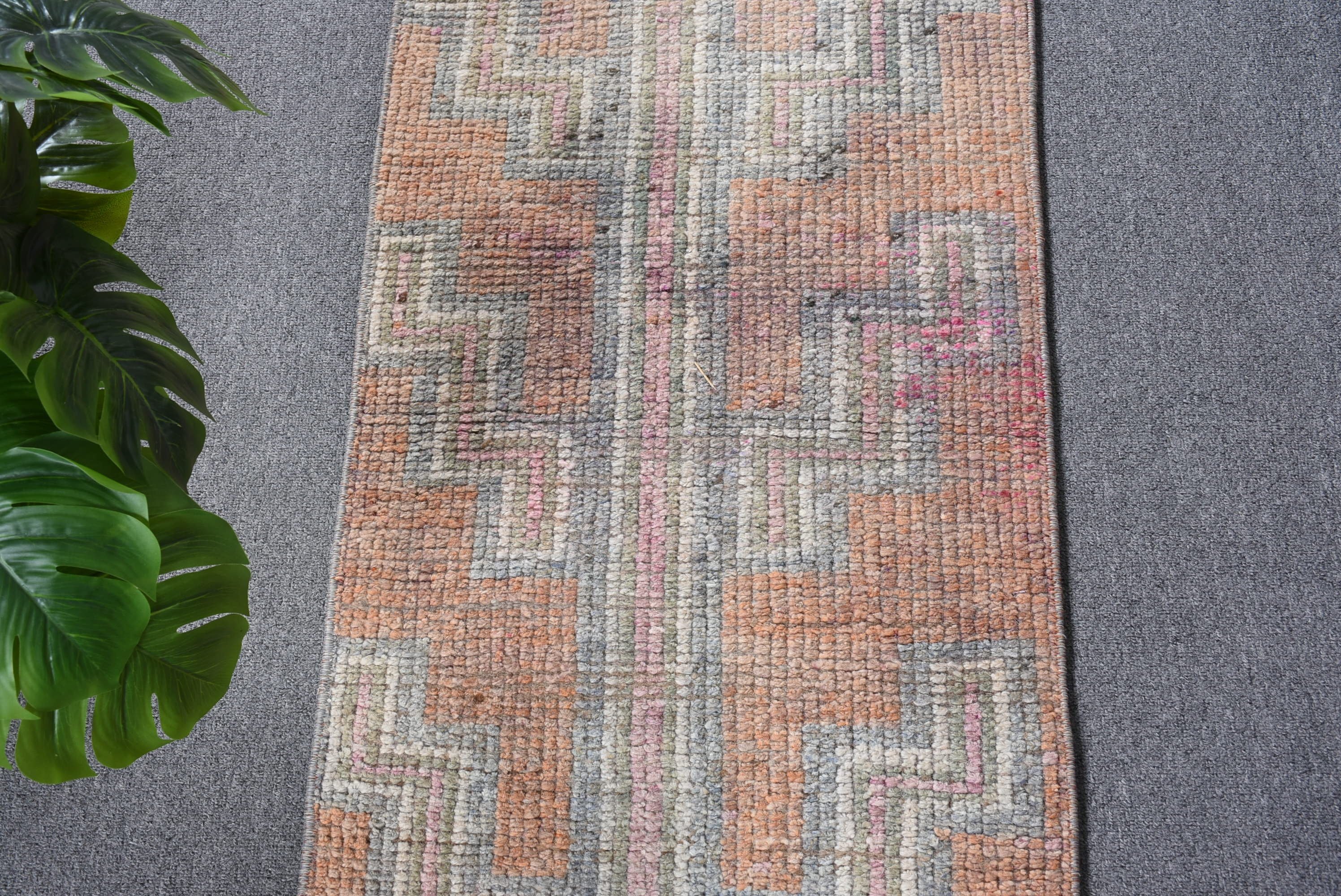 Orange Anatolian Rug, Rugs for Corridor, Vintage Rugs, Anatolian Rug, Corridor Rug, 1.7x9.5 ft Runner Rug, Turkish Rug, Kitchen Rugs