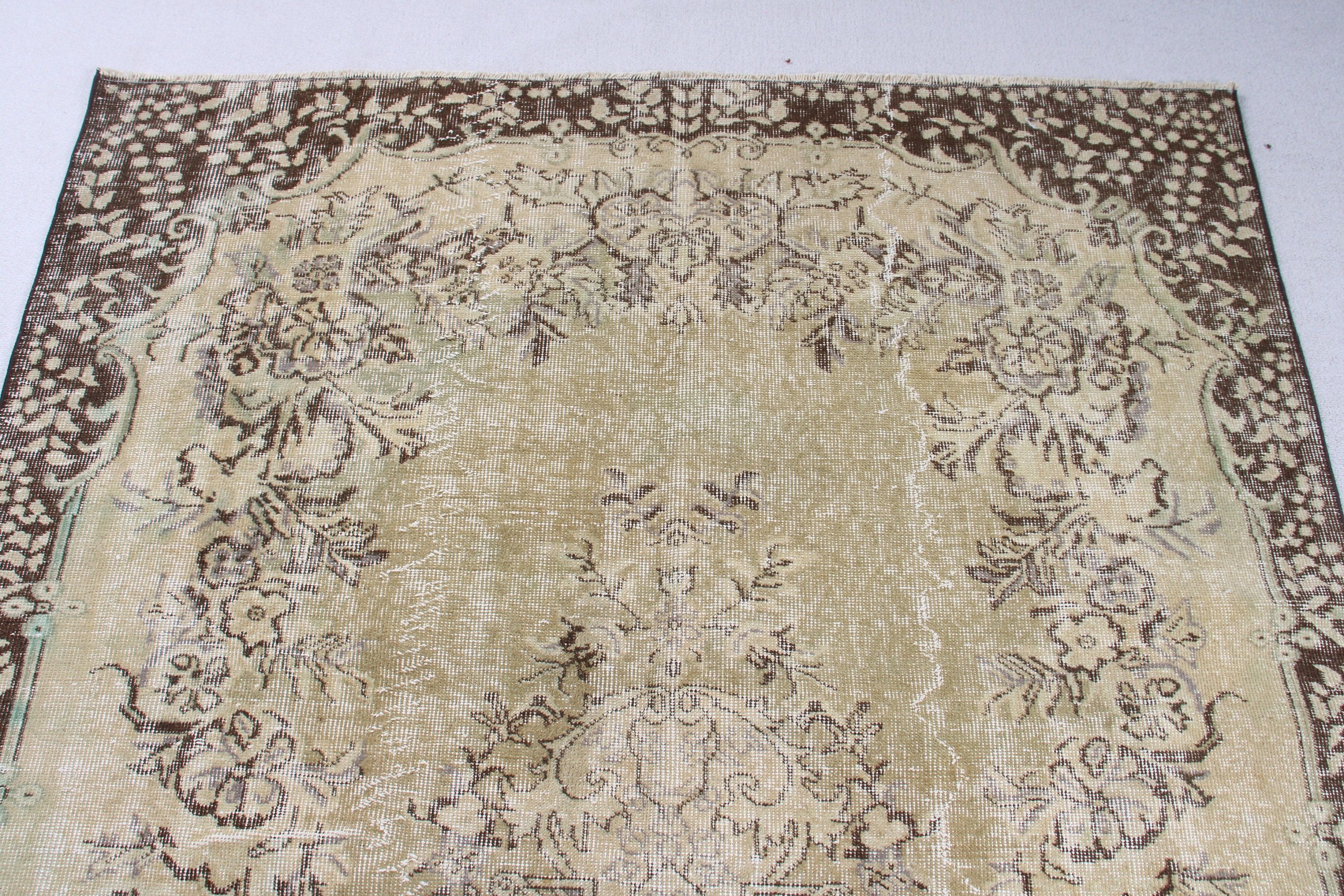 Büyük Boho Halı, Düz Dokuma Halılar, Yeşil El Dokuma Halı, Salon Halıları, 5.3x9.1 ft Büyük Halı, Vintage Halı, Ev Dekorasyonu Halıları, Türk Halıları