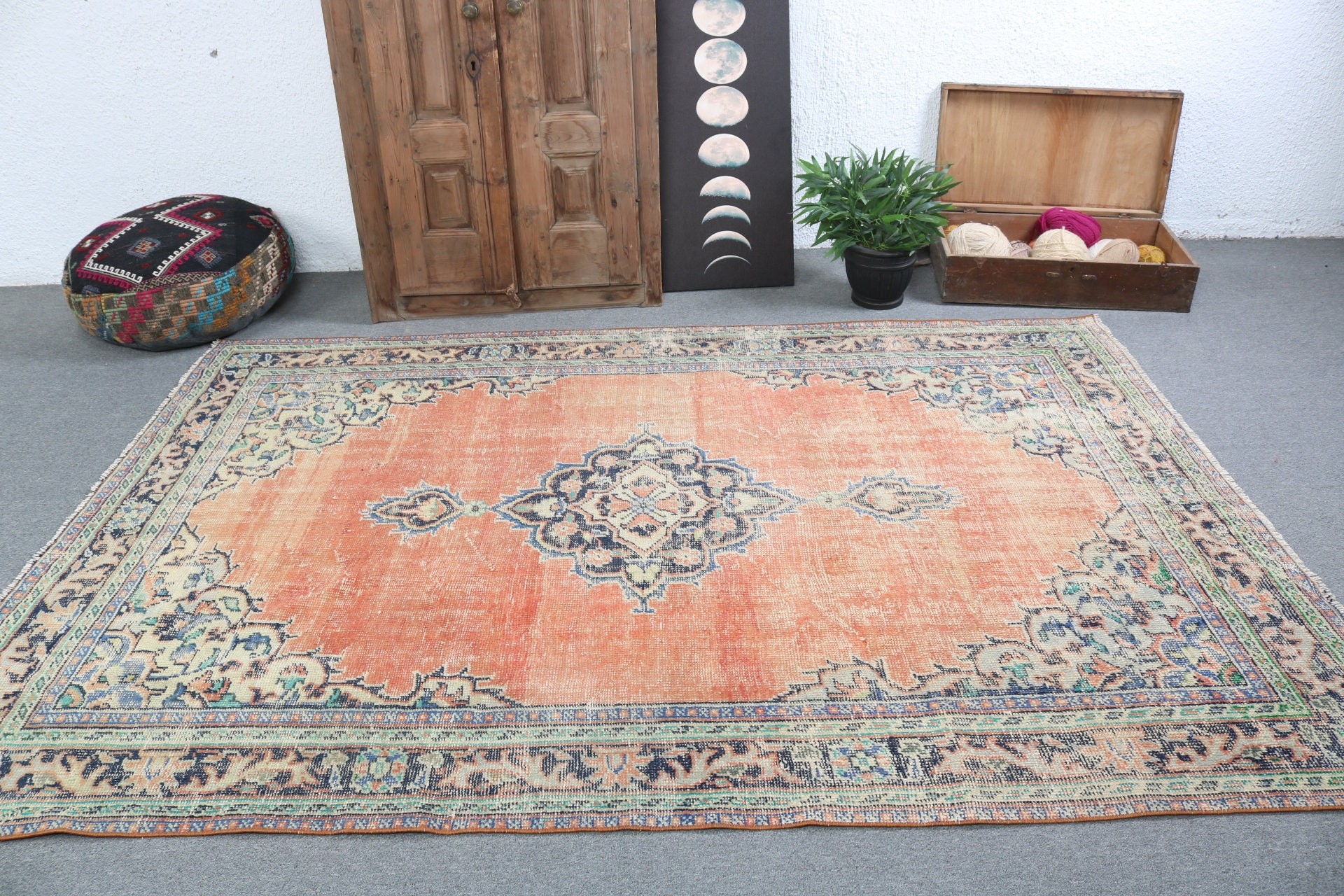 Mutfak Halısı, Bohem Halıları, Oturma Odası Halıları, Vintage Halı, Yatak Odası Halısı, Antika Halı, Kırmızı Nötr Halı, 5.9x8.5 ft Büyük Halılar, Türk Halıları