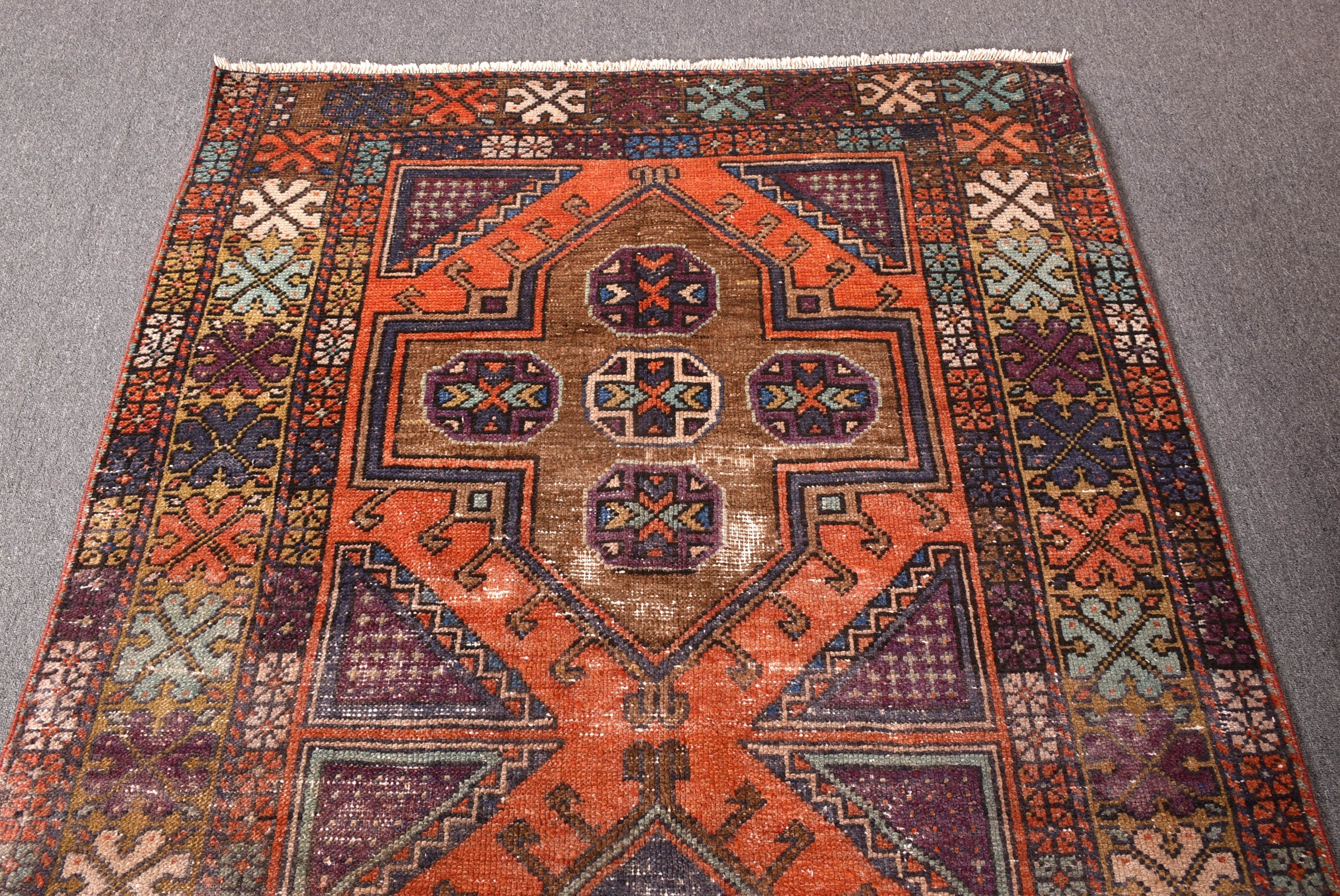 Vintage Halı, 4.6x9.7 ft Büyük Halı, Yemek Odası Halısı, Turuncu Modern Halı, El Dokuma Halı, Anadolu Halıları, Modern Halı, Yatak Odası Halısı, Türk Halıları