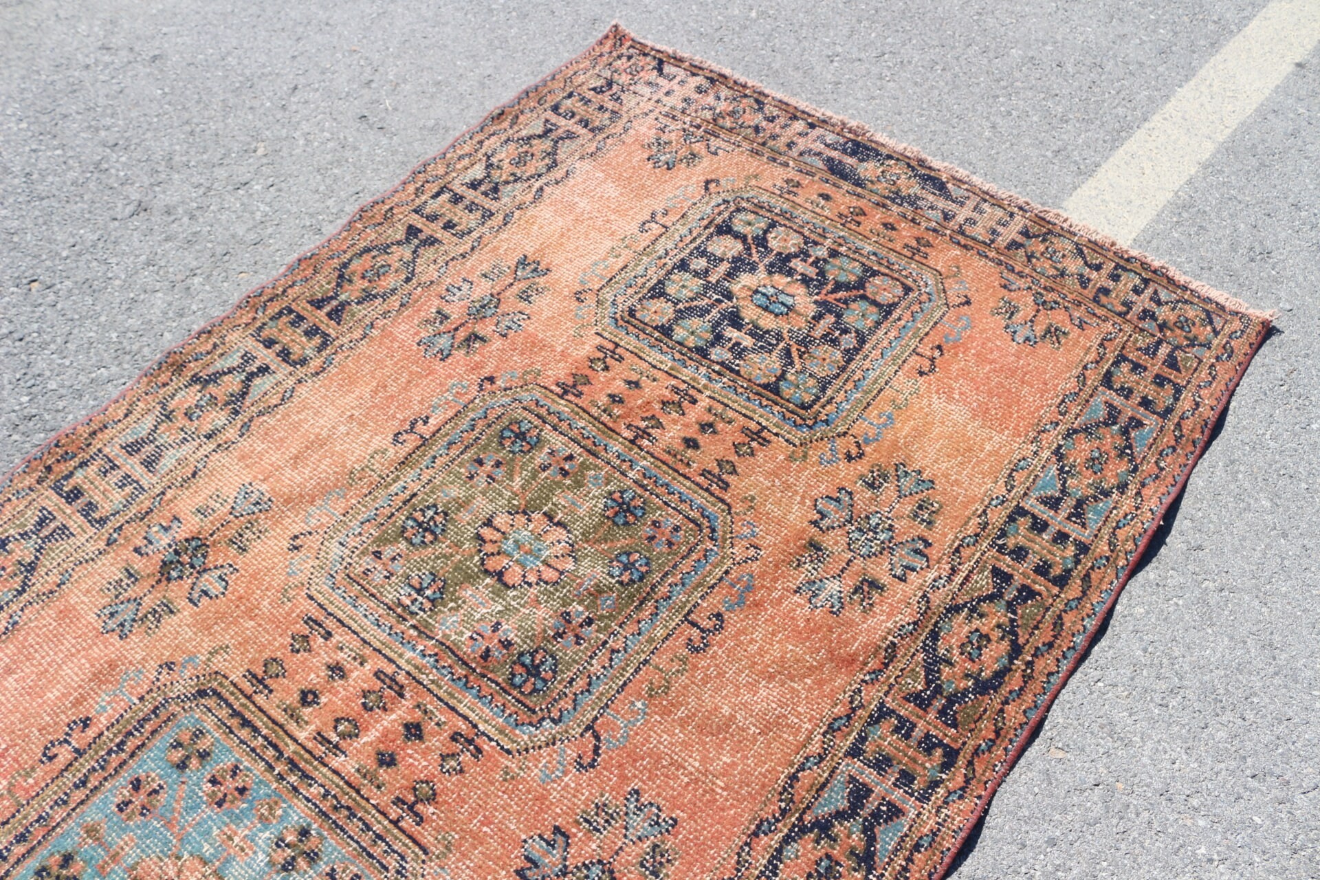 Anadolu Halısı, Koridor Halısı, Vintage Halı, Turuncu Oryantal Halılar, Türk Halısı, 4.2x11.3 ft Runner Halısı, Merdiven Halısı, Oushak Halısı, Özel Halı