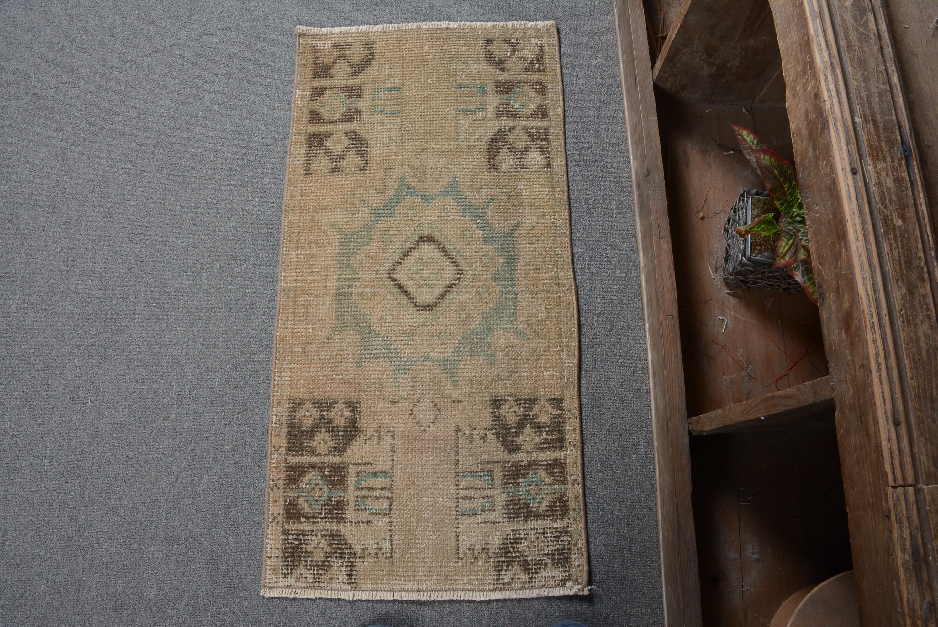 Vintage Rugs, Antique Rug, Rugs for Bath, Brown Wool Rug, 1.5x3 ft Small Rugs, Entry Rugs, Moroccan Rug, Turkish Rug, Wall Hanging Rug