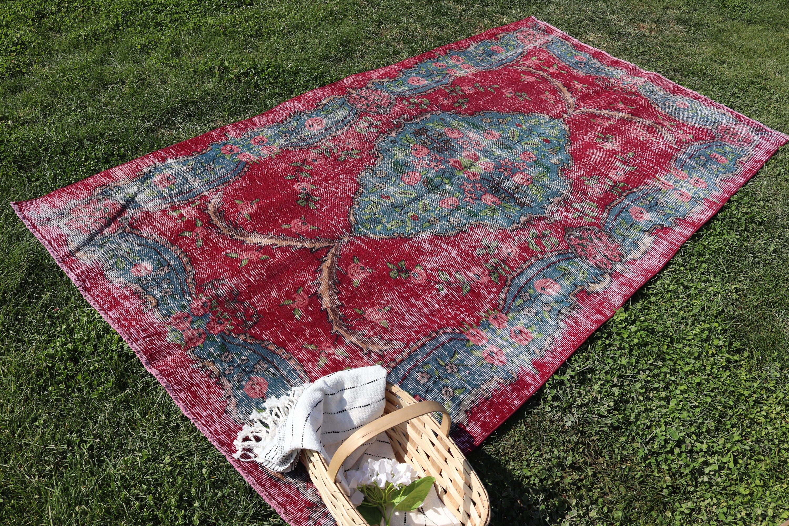 Neutral Rugs, Traditional Rug, Kitchen Rugs, 4.6x8.1 ft Area Rugs, Red Anatolian Rug, Turkish Rug, Luxury Rugs, Vintage Rugs, Bedroom Rugs