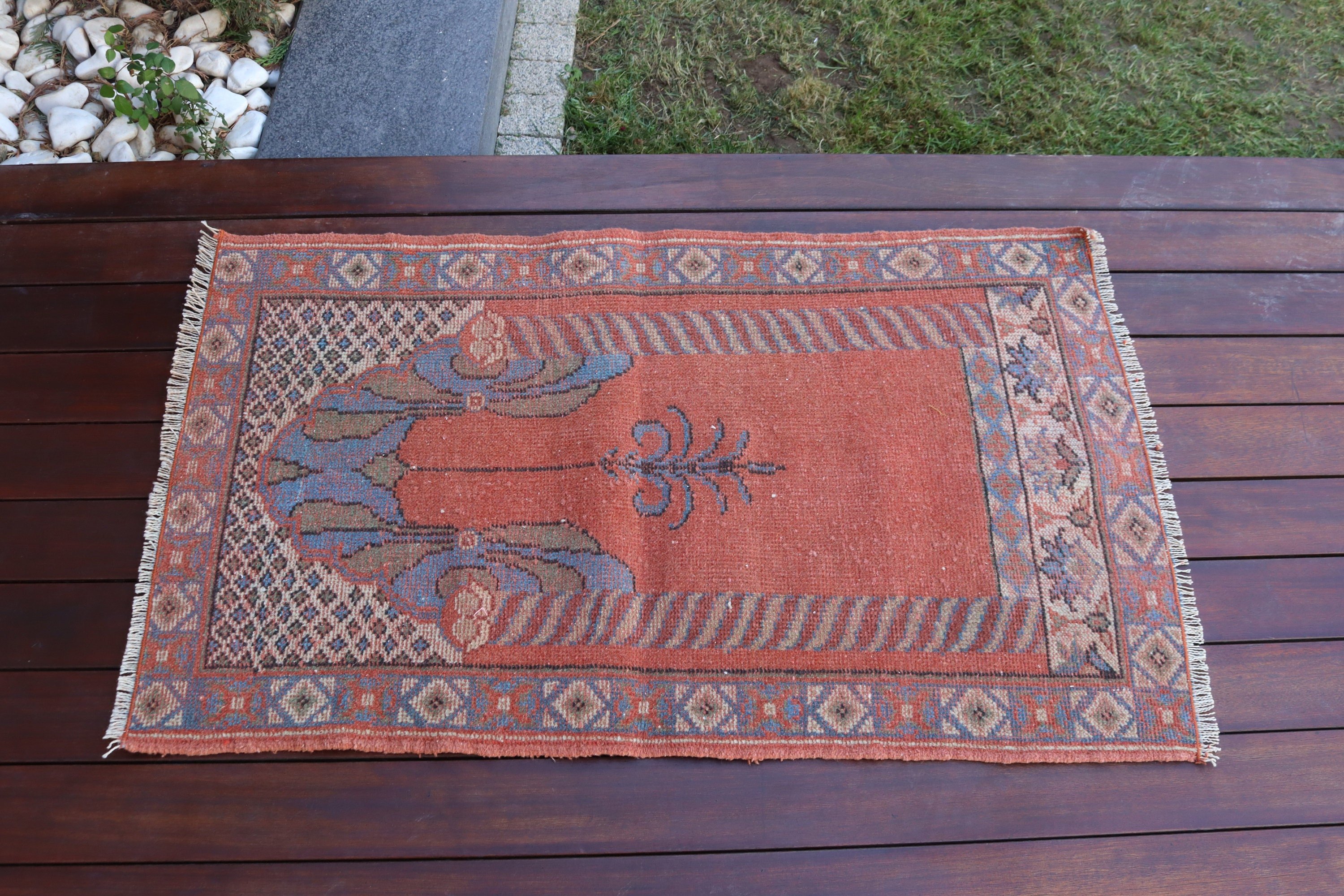 Türk Halısı, Vintage Halılar, Turuncu Geometrik Halılar, Yatak Odası Halısı, Küçük Vintage Halılar, Nötr Halılar, Mutfak Halısı, 2x3,3 ft Küçük Halılar