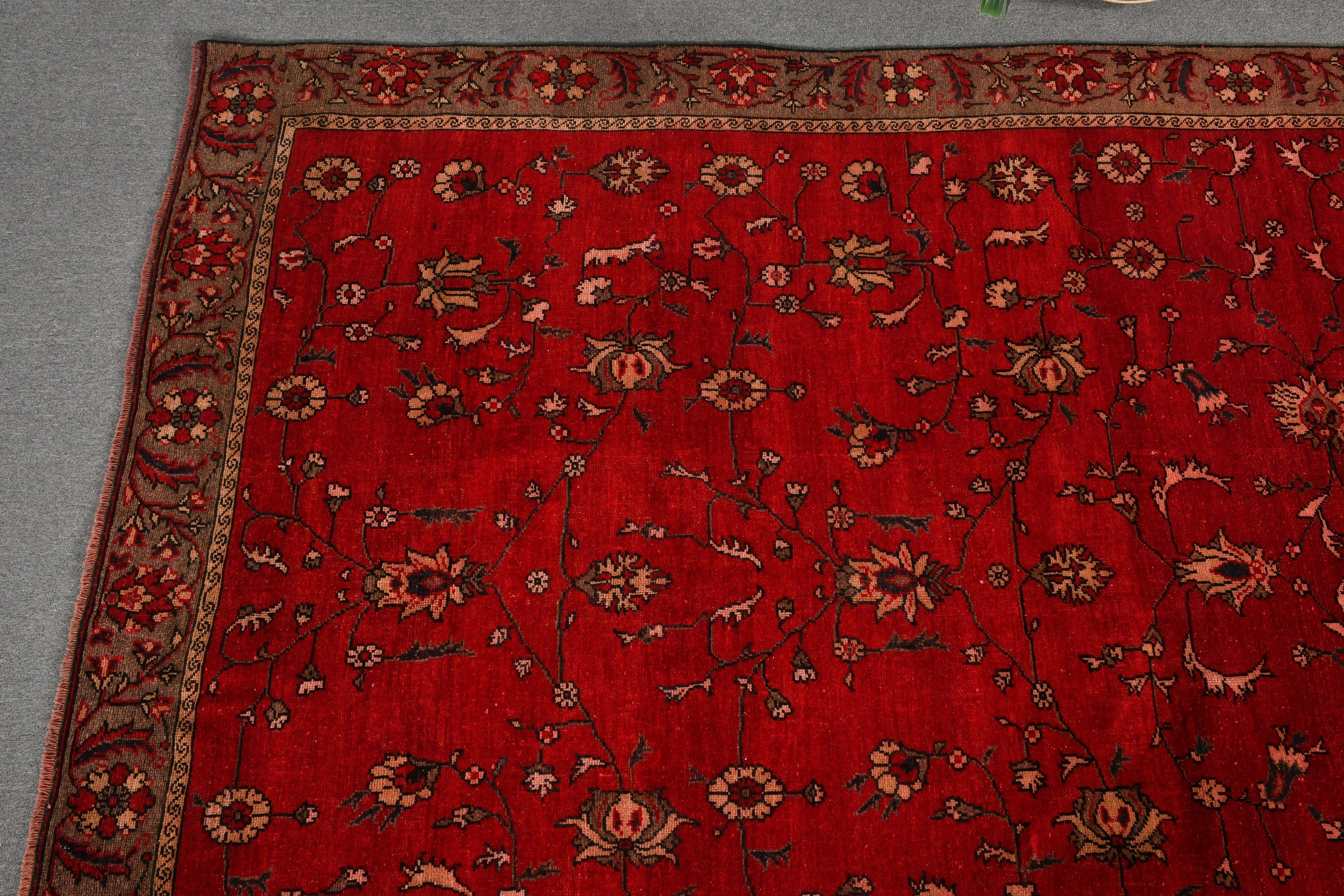 Türk Halısı, Salon Halısı, 6.7x10.1 ft Büyük Halılar, Oturma Odası Halıları, Havalı Halılar, Oryantal Halı, Kırmızı Antika Halı, Yatak Odası Halısı, Vintage Halı