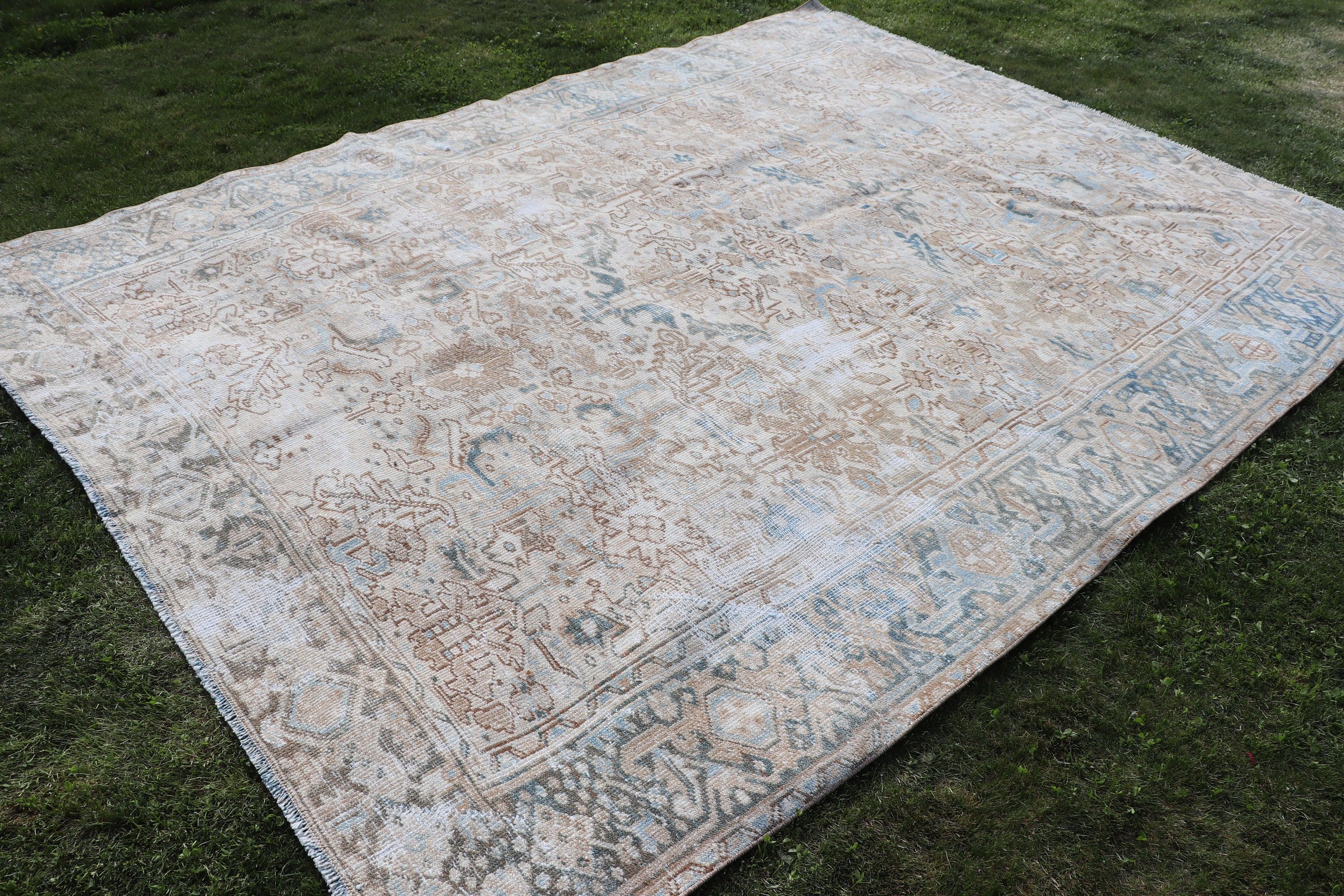 Salon Rug, Saloon Rug, Vintage Rug, Rugs for Saloon, Neutral Rug, 7.8x10.7 ft Oversize Rug, Bronze Wool Rug, Kitchen Rug, Turkish Rug