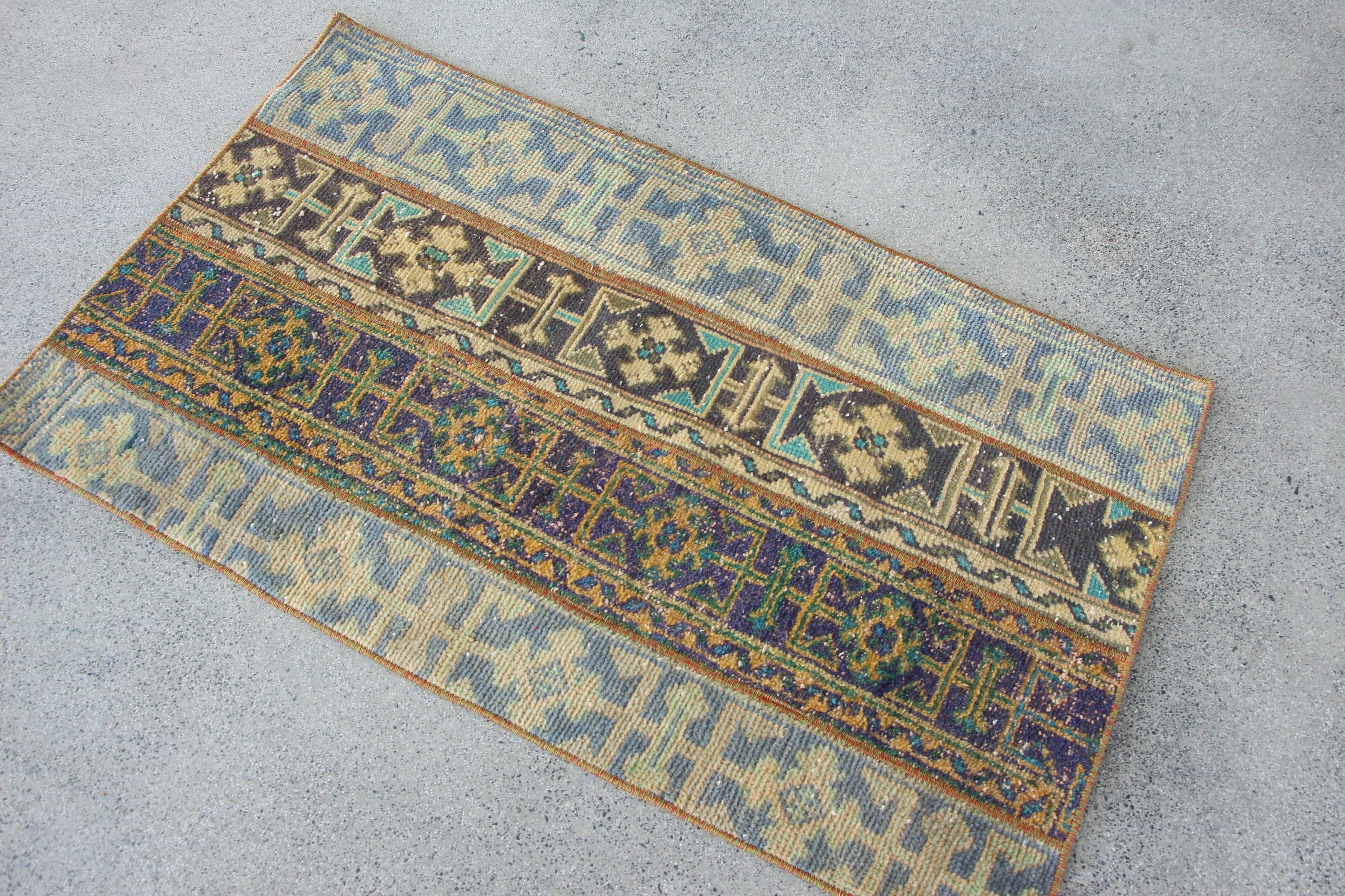 Araba paspası Halı, Paspas Halı, Türk Halı, Mavi Antik Halı, Antik Halı, Mutfak Halı, Banyo Halı, Banyo Halı, 75x128 cm Küçük Halı