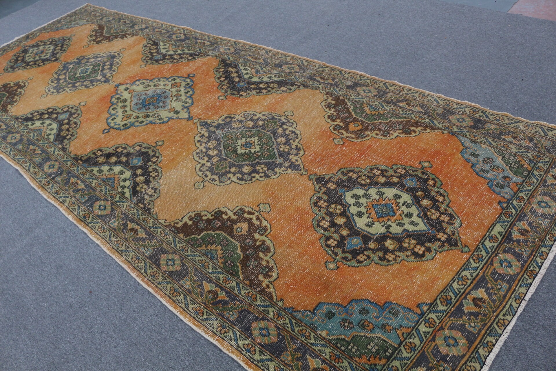 5.1x13 ft Runner Rugs, Vintage Rug, Rugs for Kitchen, Nomadic Rug, Turkish Rug, Stair Rugs, Kitchen Rug, Orange Oriental Rug, Oriental Rugs