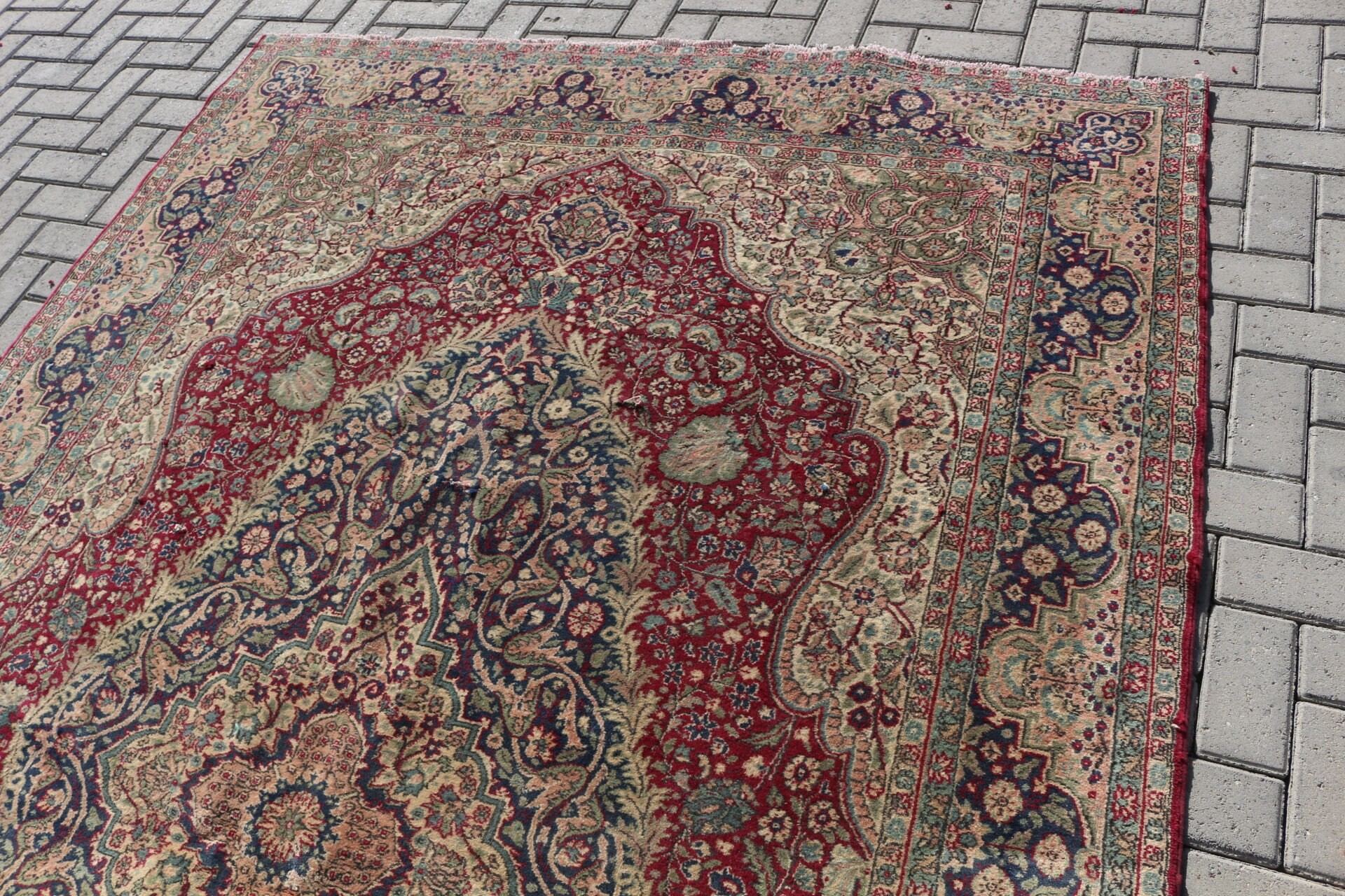 Vintage Halı, Salon Halısı, Türk Halısı, Fas Halısı, Kırmızı Soğuk Halı, Oturma Odası Halısı, 6.7x10.4 ft Büyük Halılar, Yatak Odası Halıları