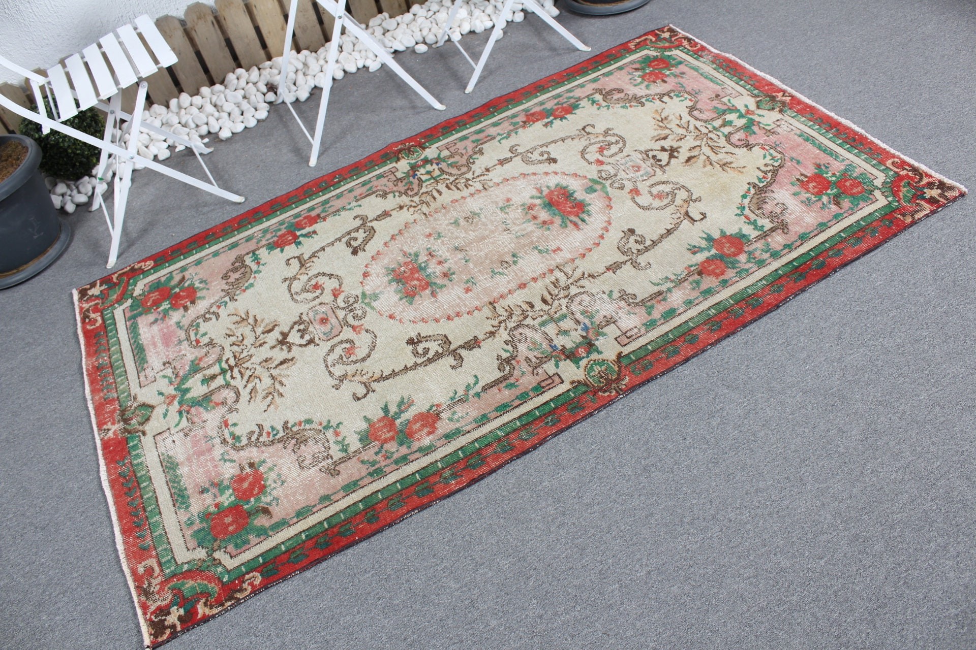 Nursery Rug, Handwoven Rug, Moroccan Rug, Vintage Rug, Beige Oriental Rug, Floor Rugs, Turkish Rug, 3.8x6.6 ft Area Rug, Antique Rug