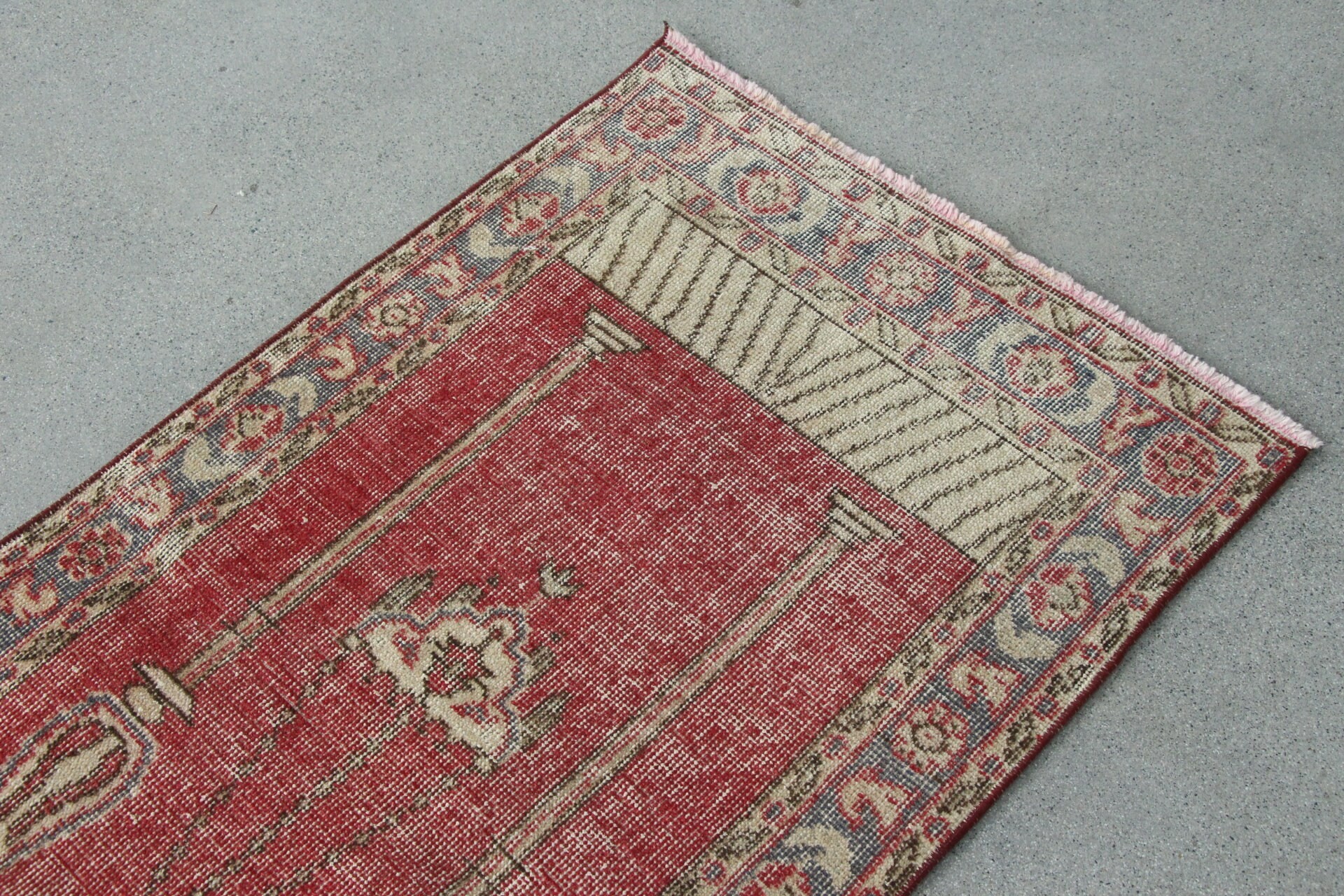 Handwoven Rug, Red Cool Rugs, Rugs for Bath, 2.3x4.6 ft Small Rug, Oriental Rugs, Bathroom Rug, Turkish Rugs, Home Decor Rugs, Vintage Rugs