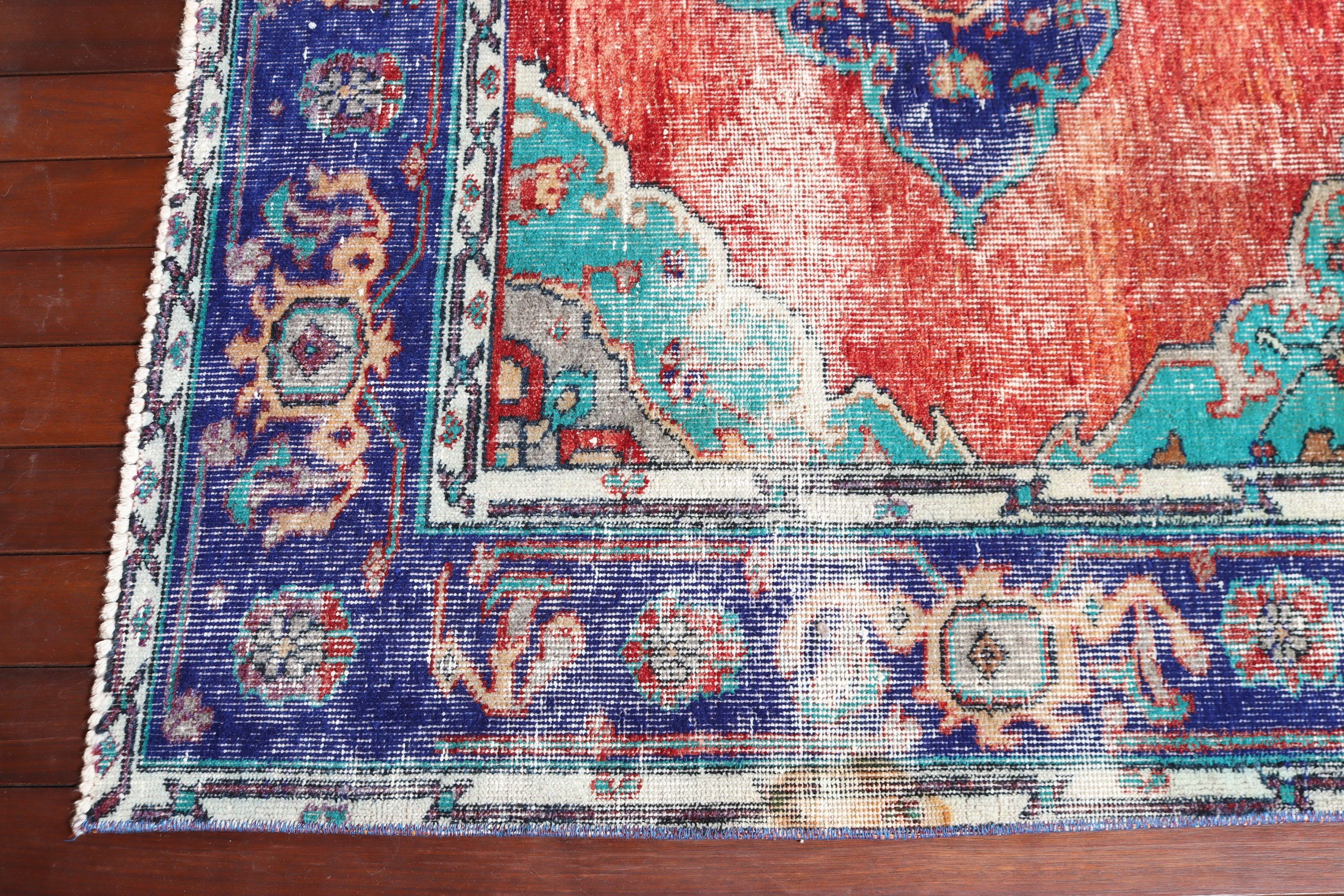 5.6x9.2 ft Büyük Halı, Yer Halısı, Boho Halısı, Büyük Oushak Halısı, Kırmızı El Dokuma Halıları, Vintage Halı, Oturma Odası Halıları, Türk Halısı, Açıklama Halıları