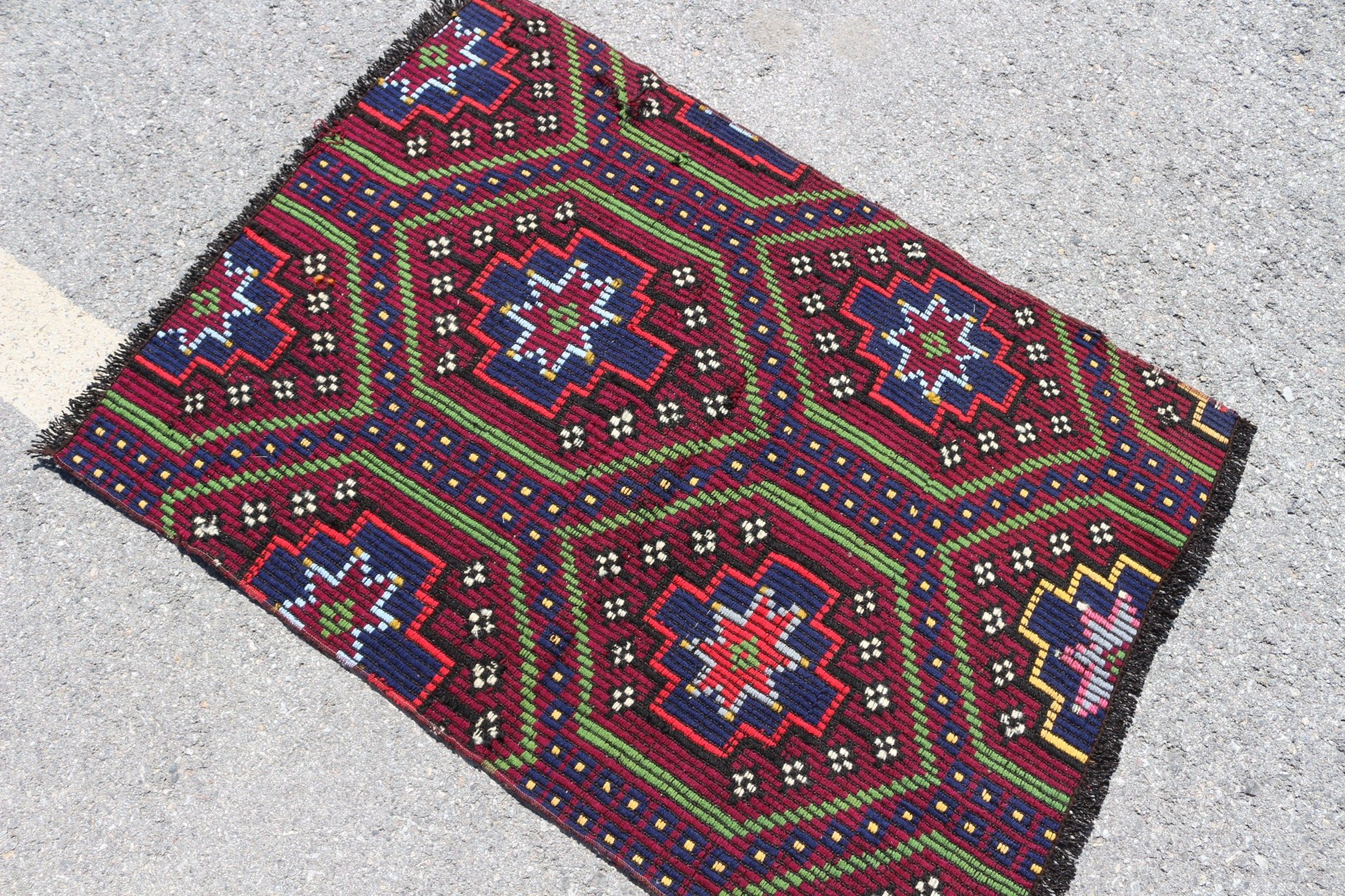 Kırmızı Antika Halı, Vintage Halı, 2.8x3.9 ft Küçük Halı, Antika Halı, Türk Halısı, Oryantal Halılar, Yatak Odası Halısı, Kilim, Kapı Paspası Halısı, Etnik Halılar