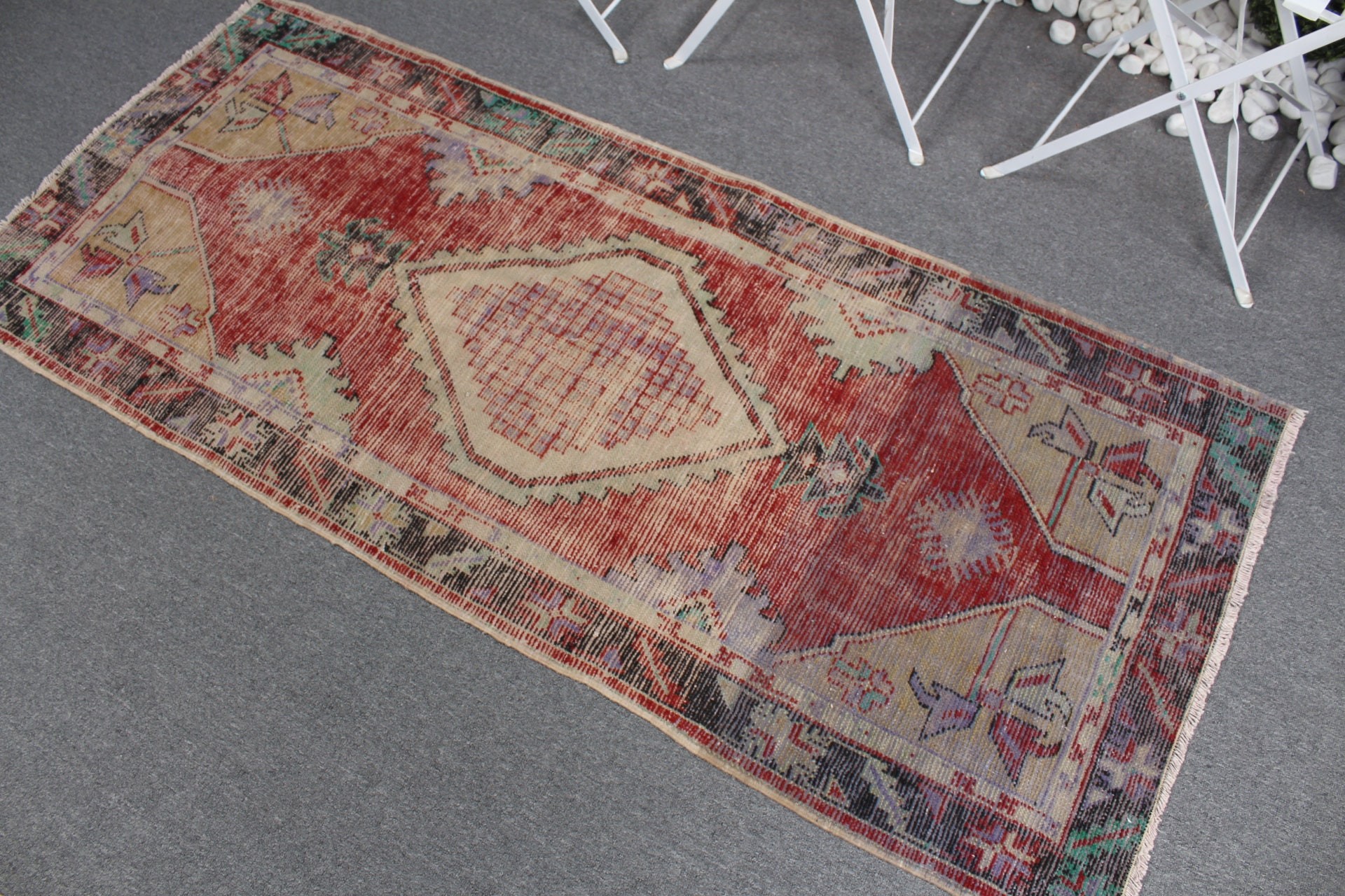 Vintage Rug, Home Decor Rug, Rugs for Kitchen, 2.6x5.9 ft Accent Rug, Turkish Rugs, Kitchen Rugs, Red Floor Rug, Nursery Rugs, Oushak Rug