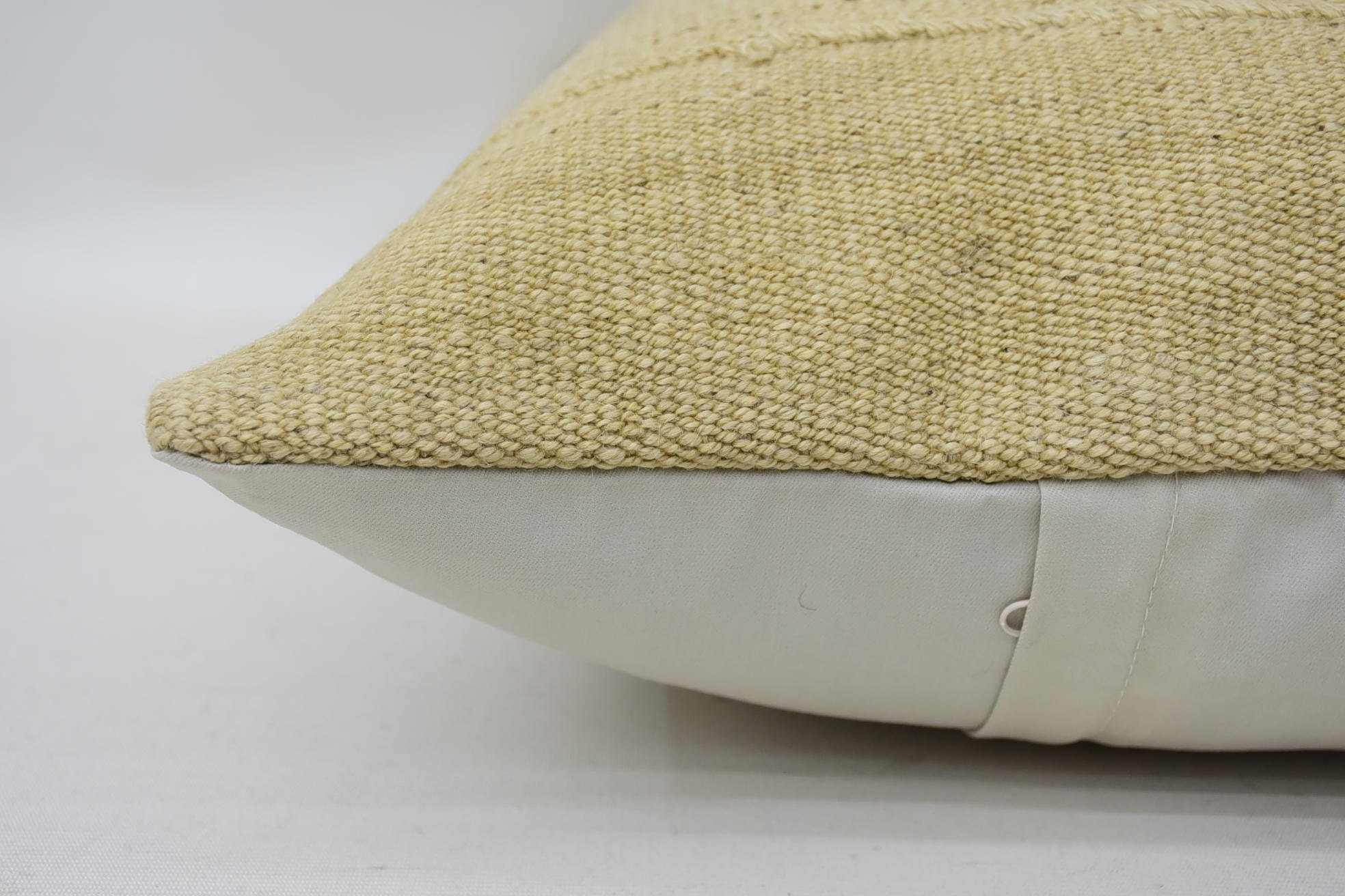 Pillow for Sofa, Crochet Pattern Pillow Case, Turkish Kilim Pillow, Boho Pillow, 16"x24" Beige Cushion, Kilim Rug Pillow