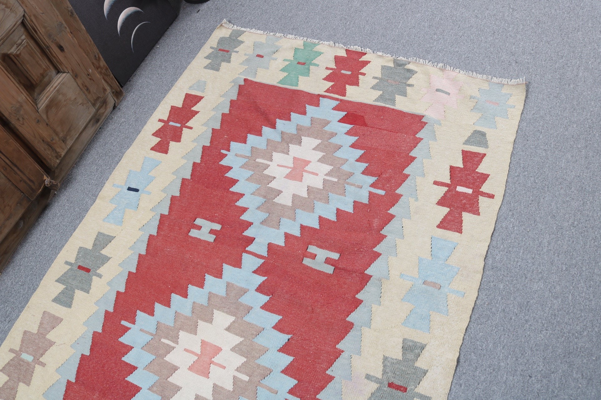 Giriş Halıları, Kilim, Lüks Halı, 3,7x5,2 ft Vurgulu Halılar, Sarı Yer Halıları, Türk Halısı, Havalı Halılar, Vintage Vurgulu Halılar, Vintage Halılar