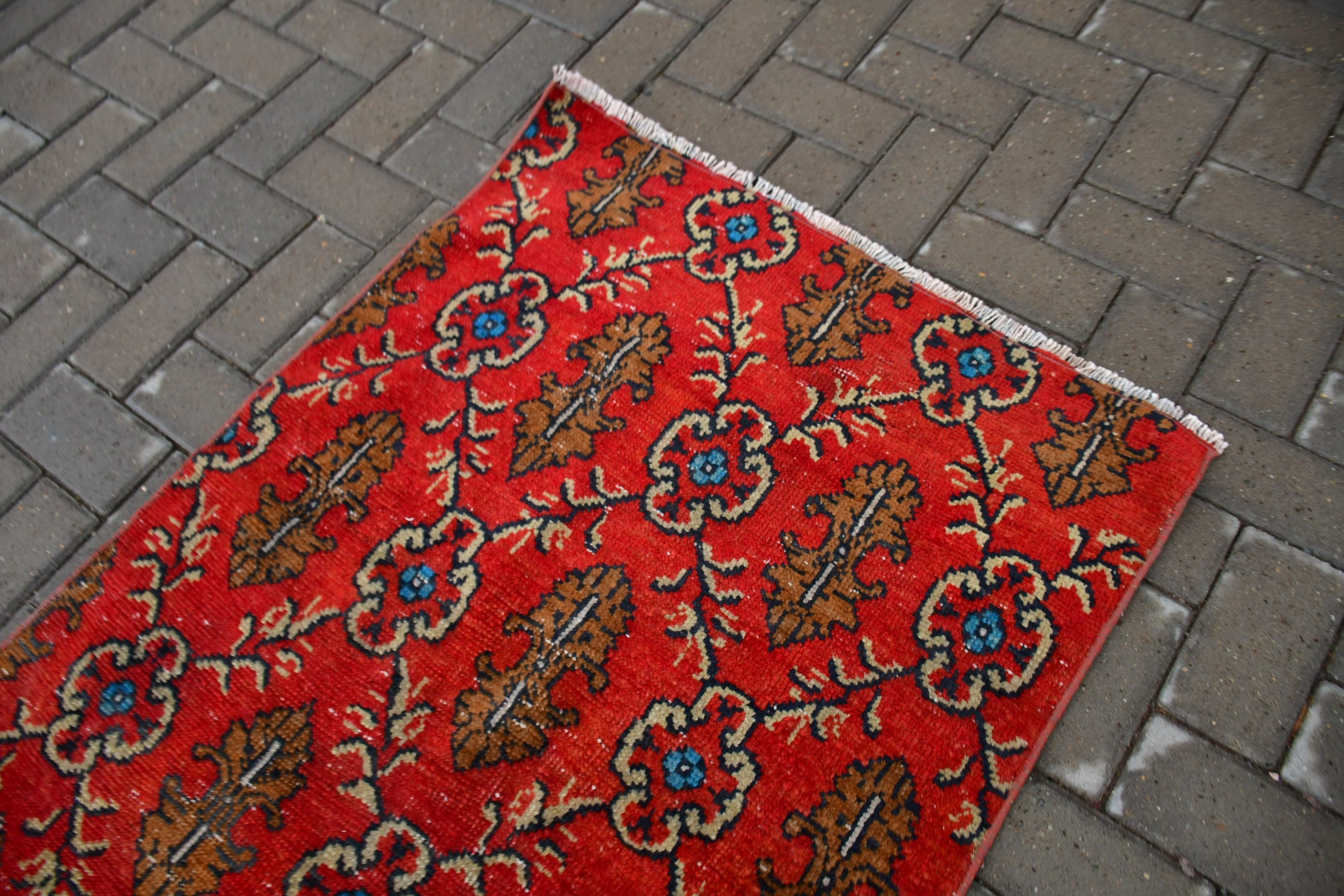 2.7x3.6 ft Small Rug, Red Oriental Rugs, Oriental Rug, Nursery Rugs, Vintage Rug, Entry Rug, Turkish Rugs, Rugs for Door Mat
