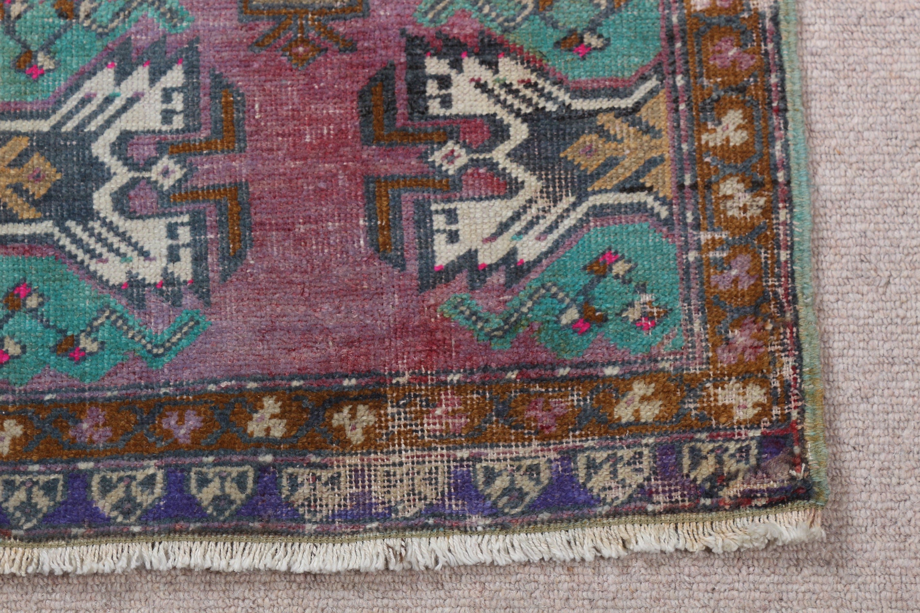 Oushak Halı, 1.6x2.9 ft Küçük Halı, Giriş Halısı, Mor Yatak Odası Halısı, Vintage Halı, Kapı Paspası Halısı, Türk Halıları, Giriş Halıları, Fas Halısı