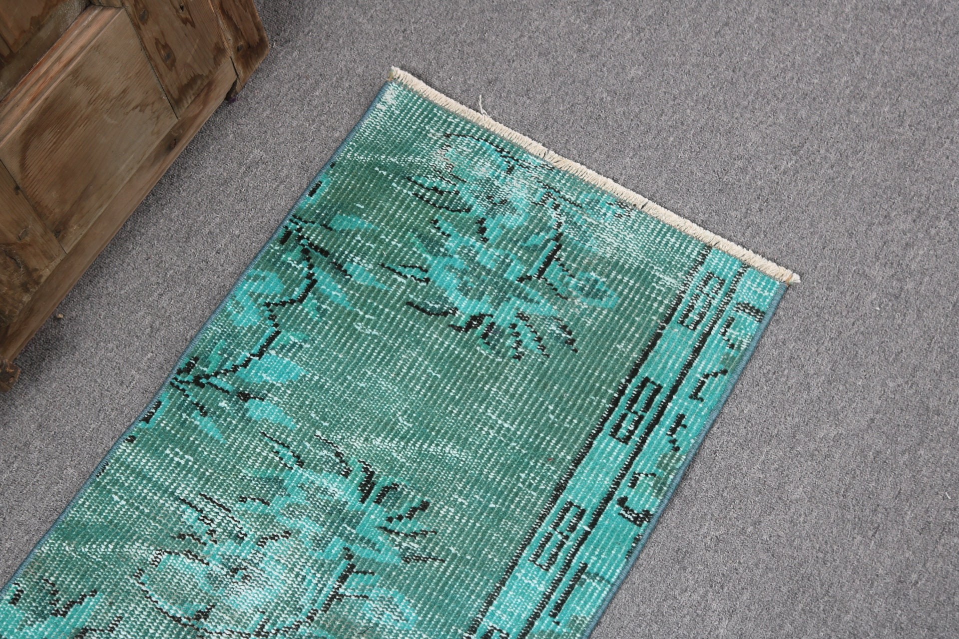 Vintage Rugs, Car Mat Rugs, Bath Rug, Turkish Rugs, Green Bedroom Rug, Bedroom Rugs, Anatolian Rug, 1.5x2.9 ft Small Rug, Rugs for Kitchen