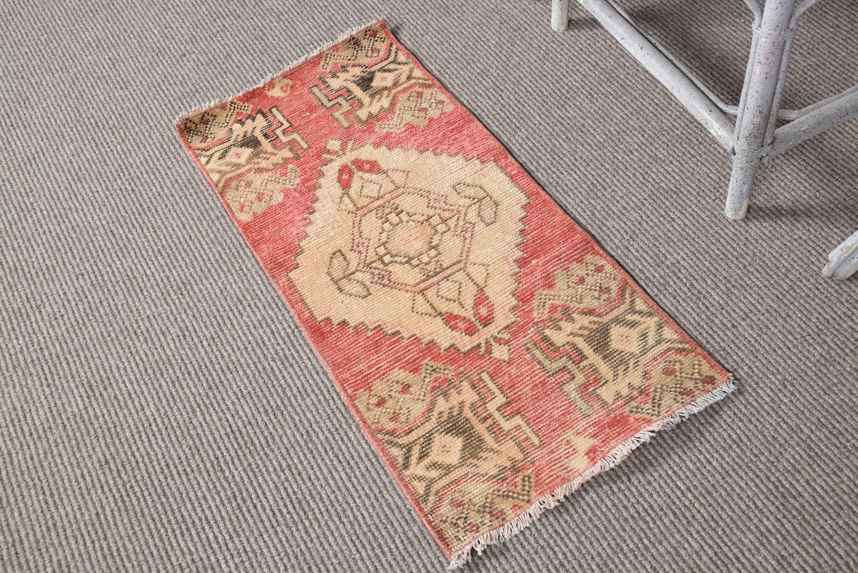 Turkish Rug, Red Cool Rugs, Bedroom Rug, Old Rug, Antique Rugs, Car Mat Rugs, Rugs for Bath, Vintage Rug, 1.6x3.1 ft Small Rug, Oushak Rugs