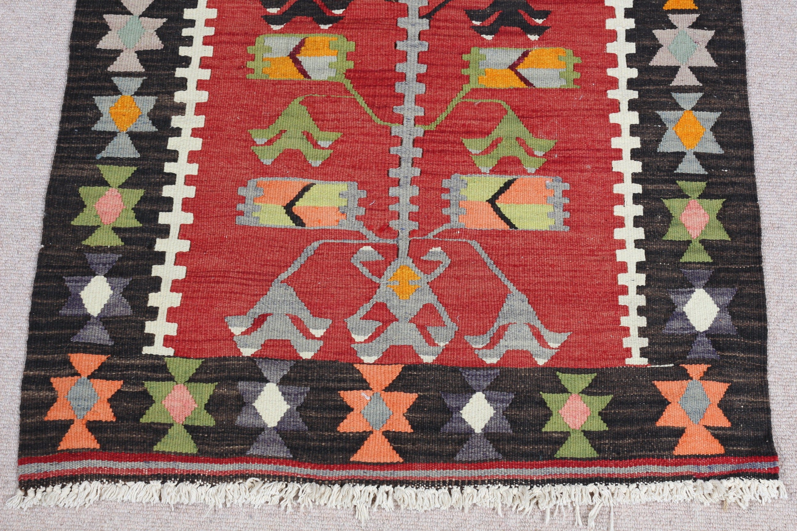 Red Home Decor Rug, Turkish Rug, Wall Hanging Rugs, 2.7x3.8 ft Small Rug, Floor Rug, Vintage Rug, Antique Rugs, Kitchen Rugs, Kilim