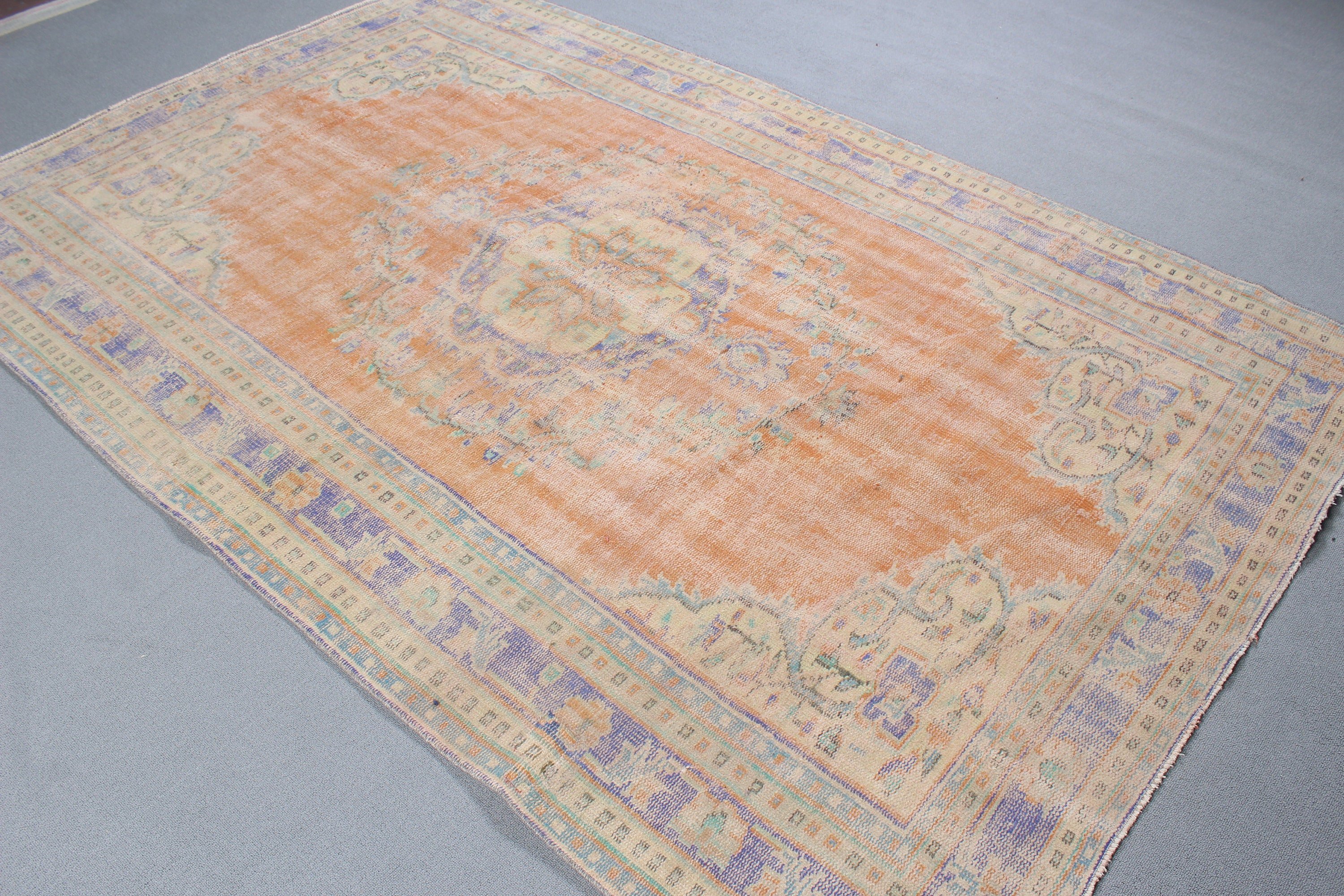 Orange Boho Rug, Vintage Rugs, Large Vintage Rug, Living Room Rug, Bedroom Rug, 5.5x8.8 ft Large Rugs, Luxury Rugs, Floor Rug, Turkish Rugs