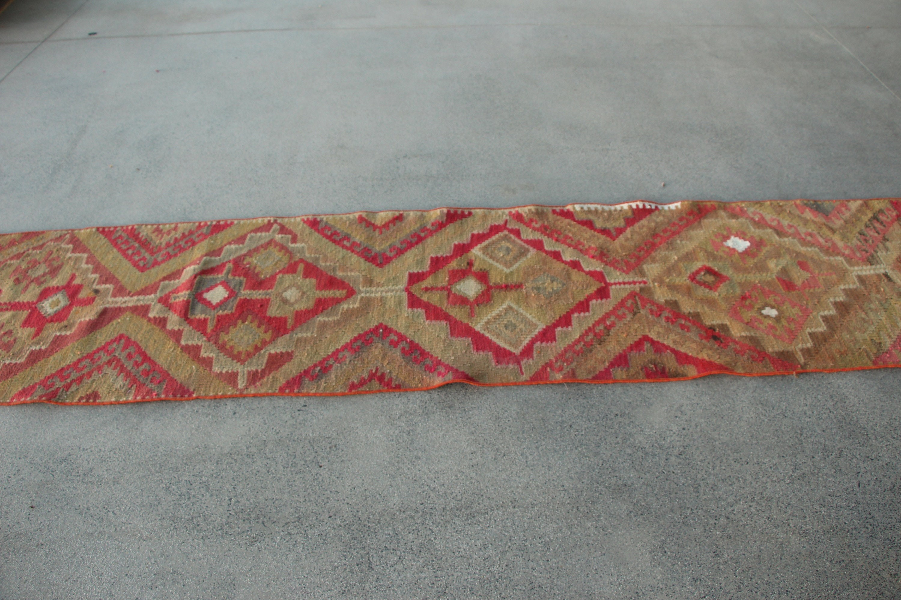 Tribal Rug, Stair Rug, Kitchen Rugs, Pink Wool Rugs, Floor Rugs, Kilim, Turkish Rugs, Vintage Rug, Rugs for Stair, 2.4x10 ft Runner Rug