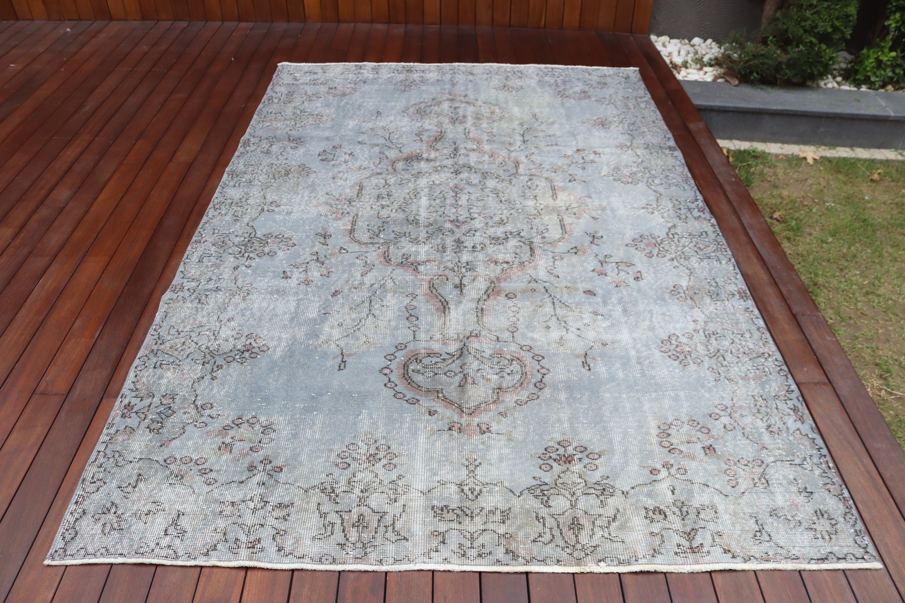 Salon Halısı, Gri Yatak Odası Halısı, Büyük Boho Halıları, Oturma Odası Halıları, Yün Halısı, Türk Halısı, 5.6x8.7 ft Büyük Halı, Nötr Halı, Vintage Halı