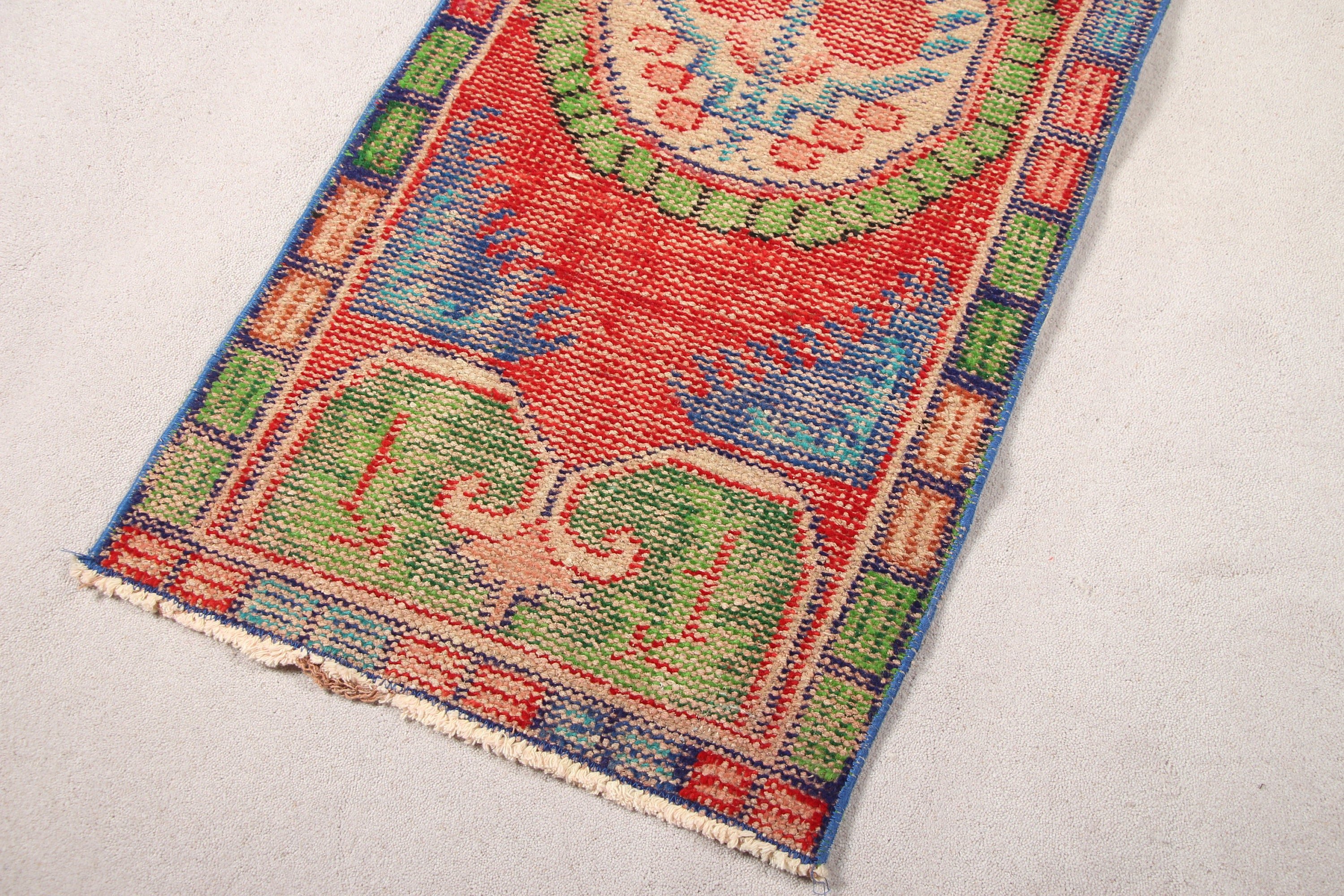 Door Mat Rug, Turkish Rug, Red Anatolian Rugs, Retro Rug, Kitchen Rug, Moroccan Rugs, 1.8x4 ft Small Rug, Vintage Rug