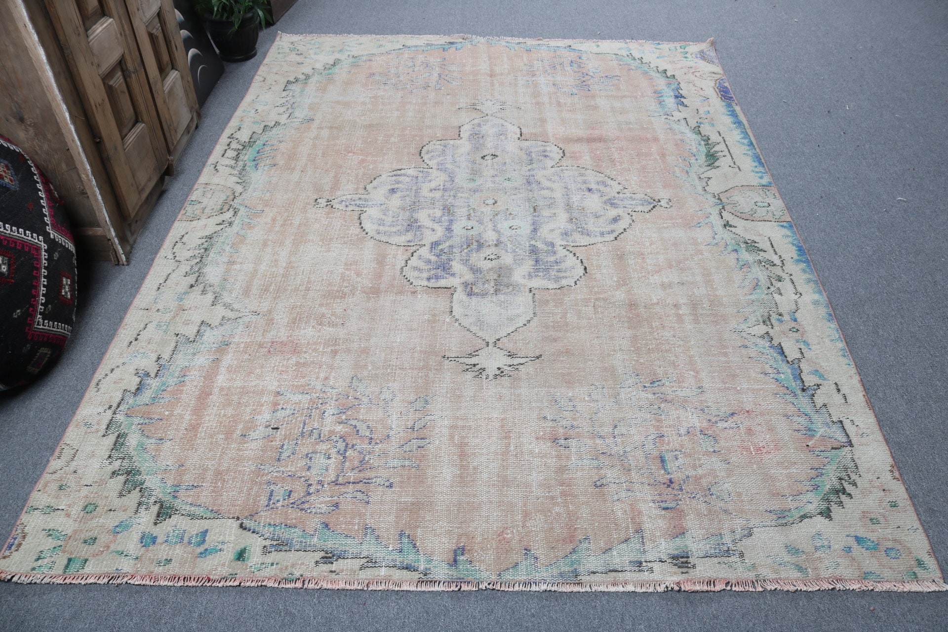 Açıklama Halıları, Oturma Odası Halıları, Ev Dekorasyonu Halıları, Büyük Boho Halıları, 6,1x8,4 ft Büyük Halılar, Türk Halıları, Turuncu Yer Halısı, Vintage Halılar