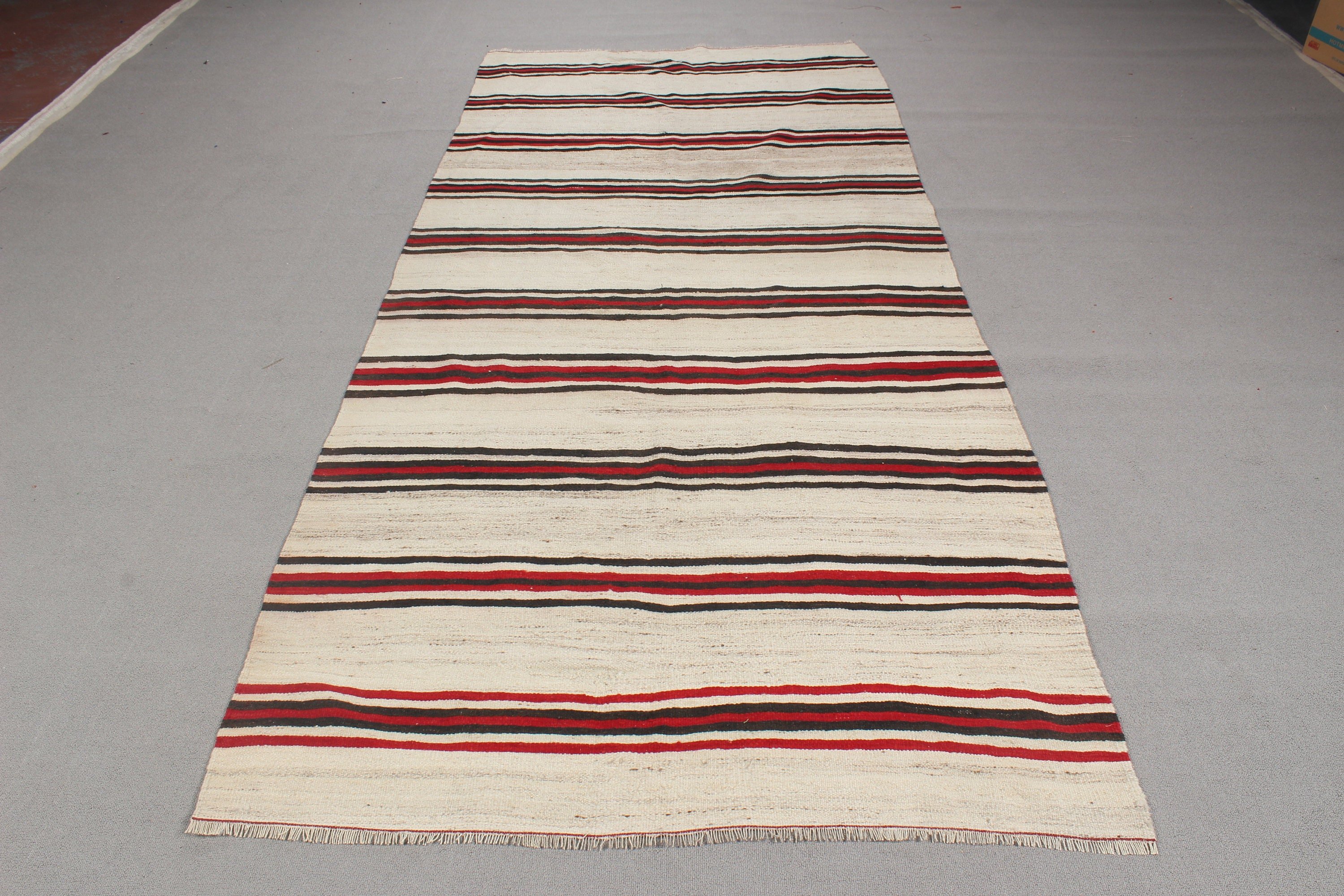 Modern Rugs, Vintage Rug, Turkish Rug, Flatweave Rugs, Beige Kitchen Rug, Kilim, 4.2x9.5 ft Area Rug, Nursery Rug, Oushak Area Rugs