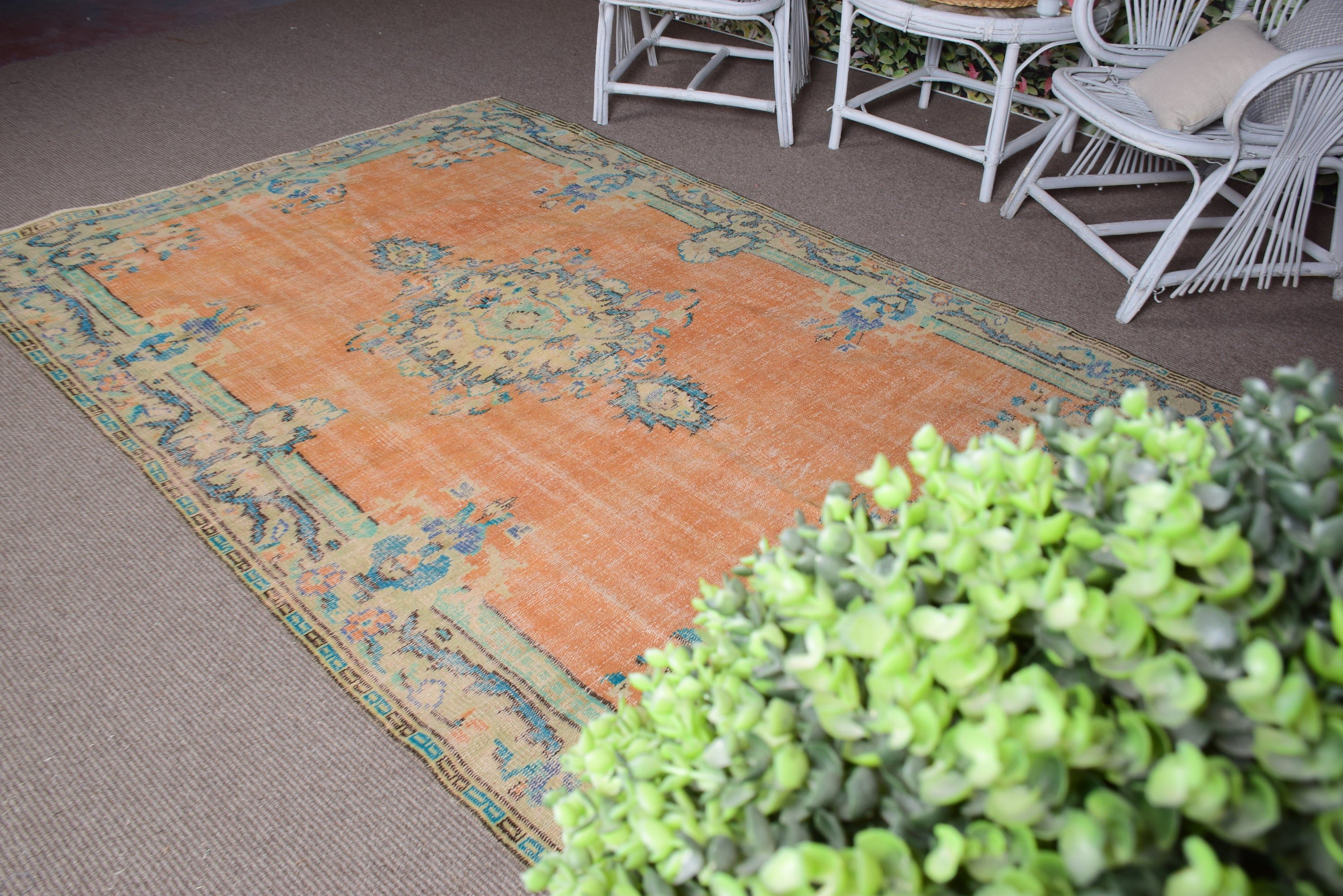 Kitchen Rugs, Handwoven Rug, Old Rug, Orange Bedroom Rug, Antique Rugs, Turkish Rug, Rugs for Nursery, 5.2x7.6 ft Area Rug, Vintage Rug