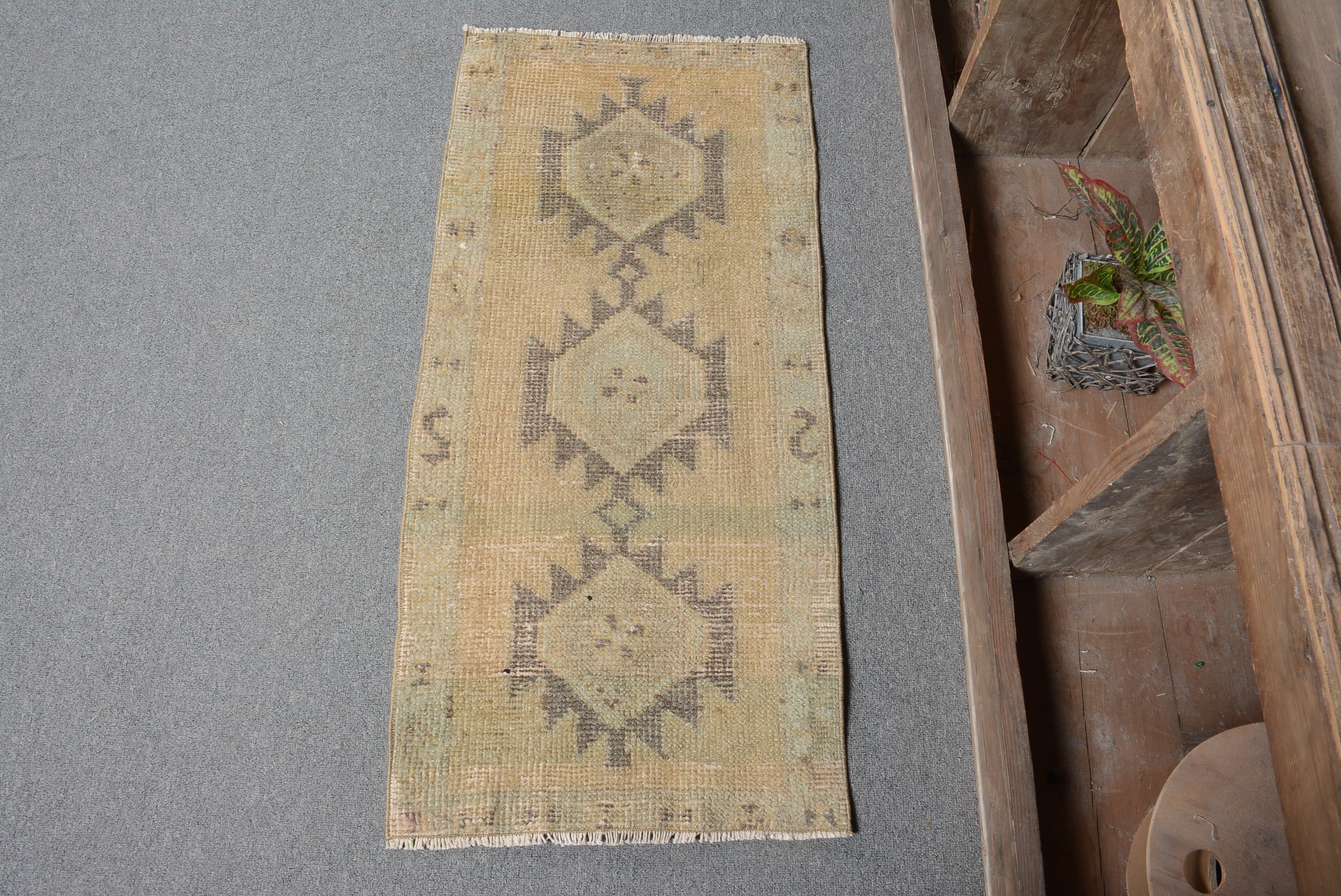 Eski Halı, Fas Halısı, Ev Dekor Halısı, 1.5x3.3 ft Küçük Halı, Vintage Halı, Türk Halısı, Kahverengi Oryantal Halı, Yatak Odası Halıları, Kapı Paspası Halıları