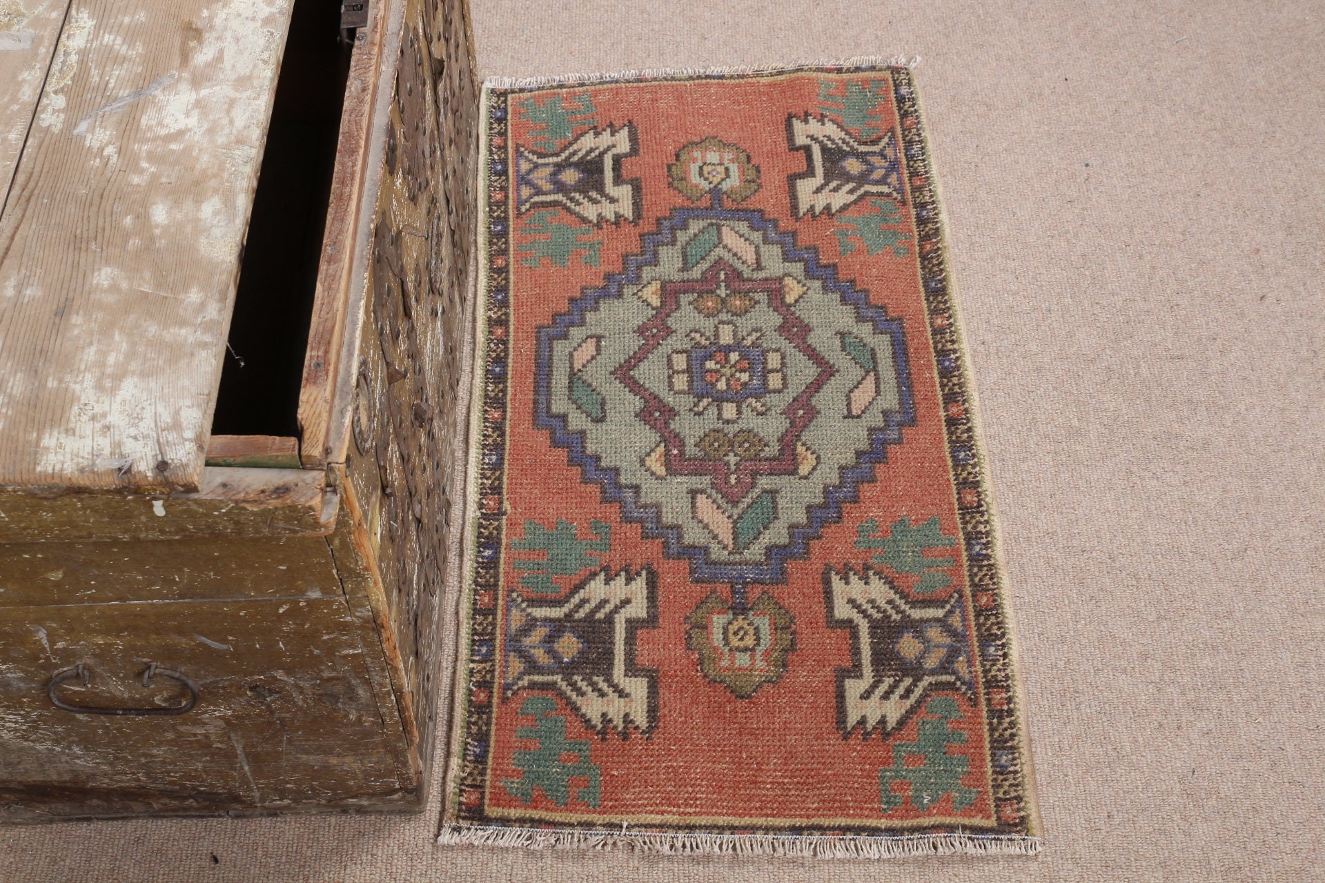 Kitchen Rugs, Oriental Rug, Red Antique Rug, 1.6x2.9 ft Small Rug, Vintage Rug, Bedroom Rug, Rugs for Car Mat, Turkish Rugs, Antique Rug