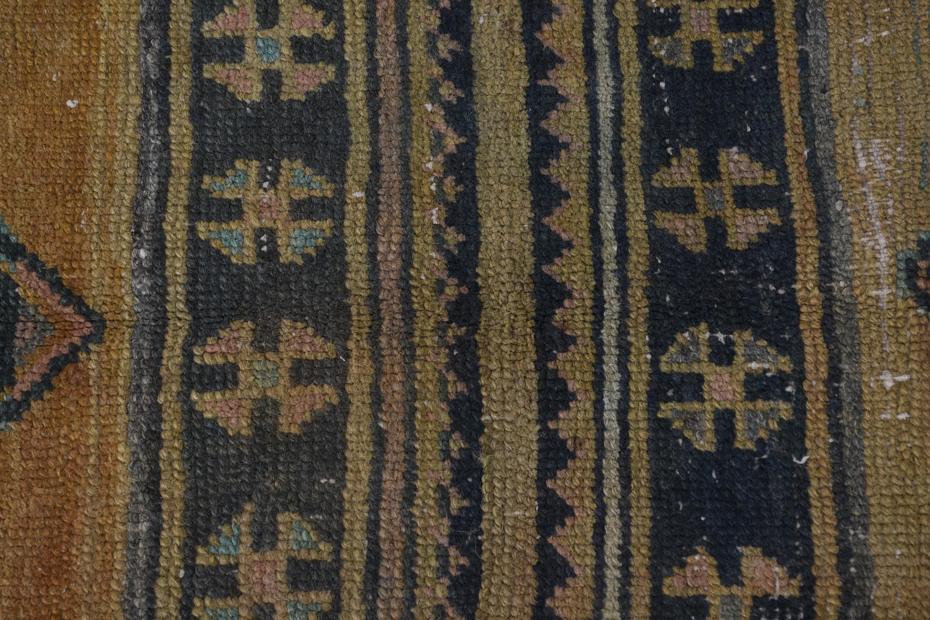 Türk Halıları, Turuncu Lüks Halı, Vintage Halı, 3x7 ft Accent Halı, Boho Vurgulu Halılar, Geometrik Halılar, Fas Halısı, Dekoratif Halı