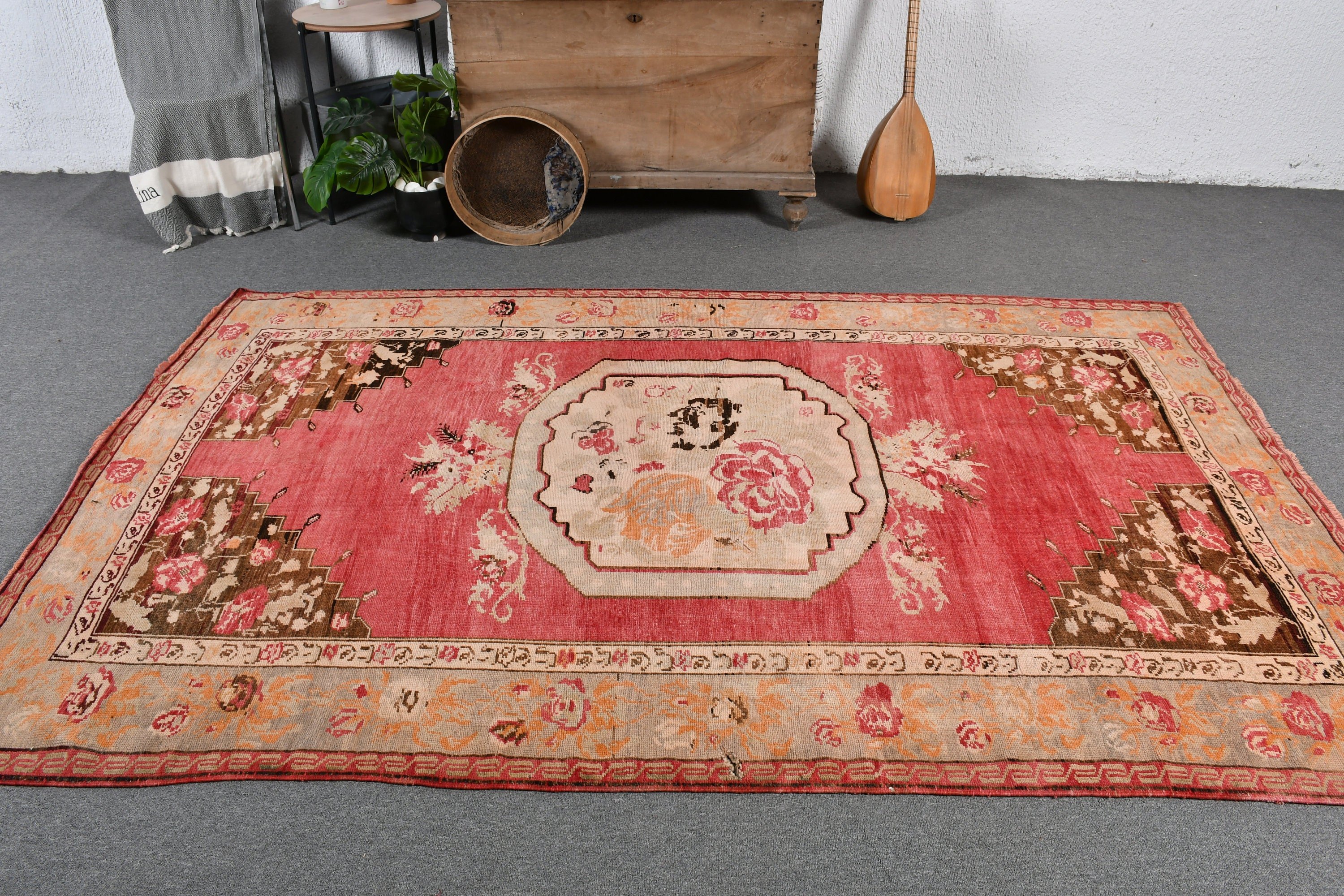 Yemek Odası Halısı, Kırmızı Fas Halısı, Vintage Halılar, Yatak Odası Halıları, Yatak Odası Halısı, Antika Halı, 5.2x8.2 ft Büyük Halı, Türk Halıları, Kabile Halısı