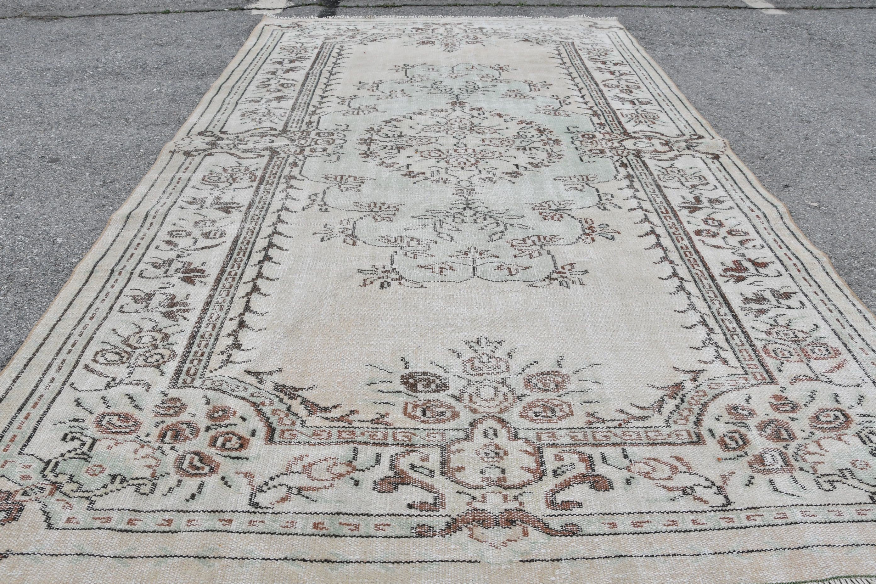 Living Room Rugs, Home Decor Rug, Dining Room Rugs, Oushak Rug, 5.7x9.5 ft Large Rugs, Turkish Rug, Green Anatolian Rug, Vintage Rug