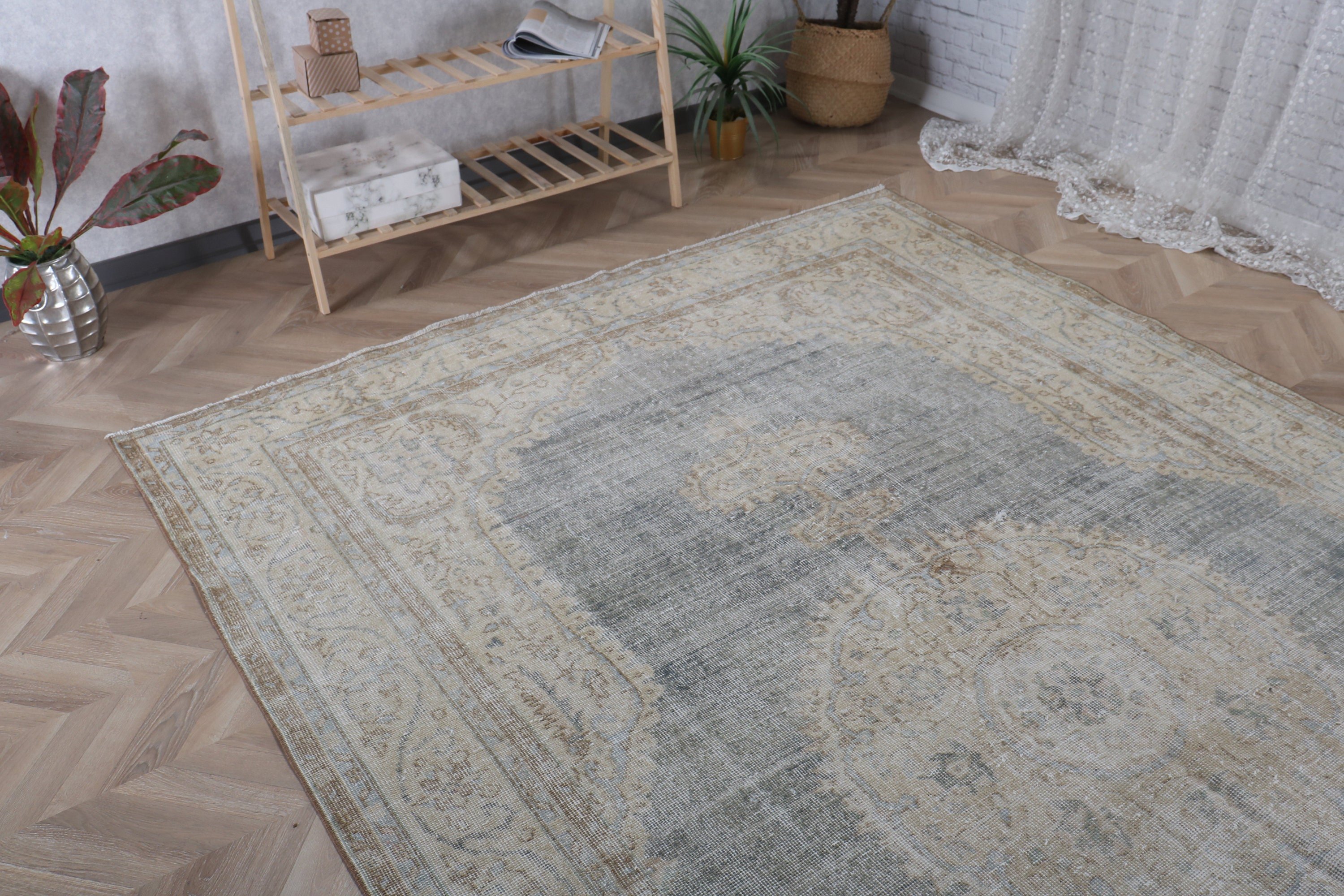 6.7x10.4 ft Large Rugs, Turkish Rugs, Vintage Rugs, Large Boho Rug, Neutral Rugs, Salon Rug, Moroccan Rugs, Beige Luxury Rugs, Artistic Rug