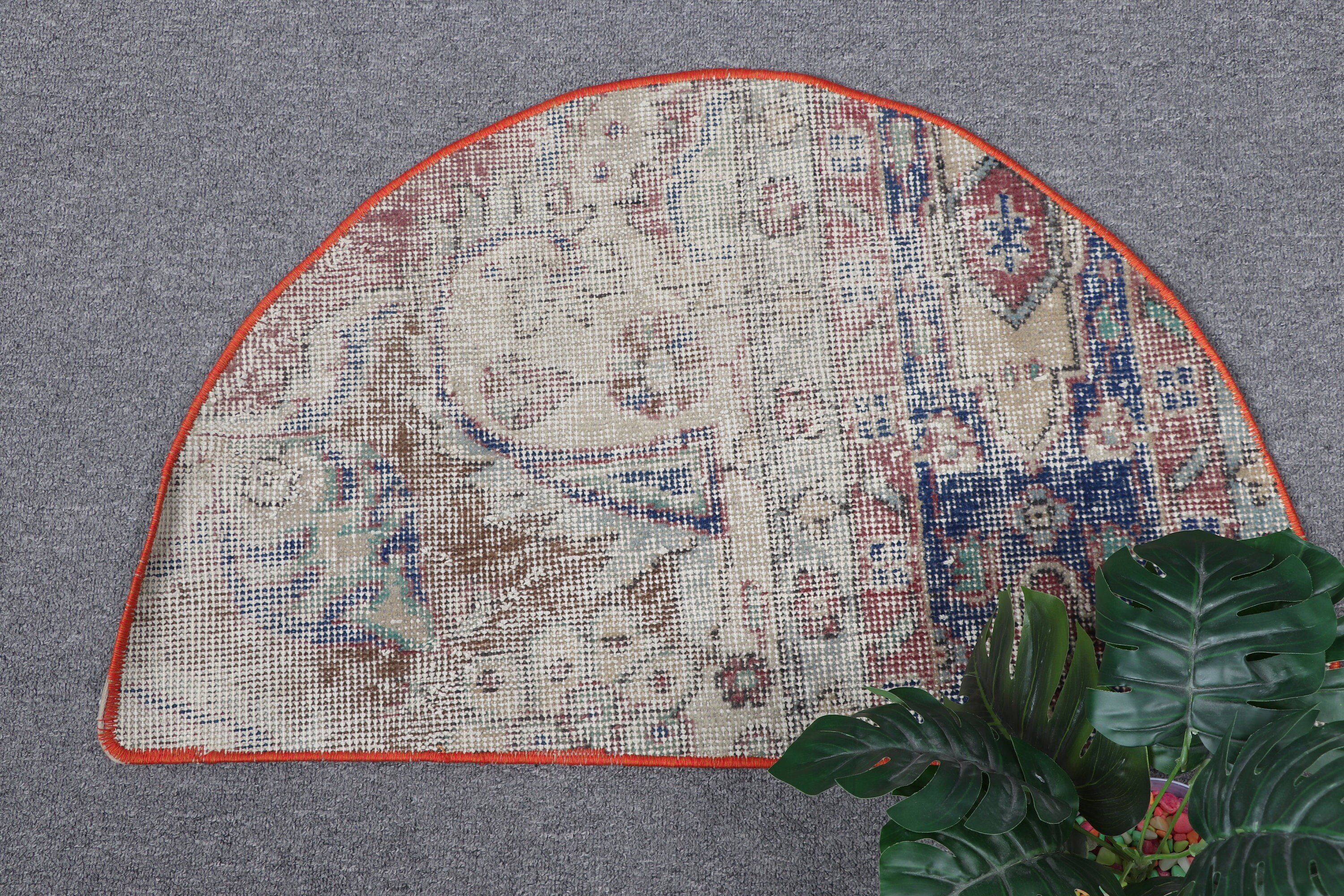 Car Mat Rug, Turkish Rugs, Vintage Rug, Abstract Rugs, Bathroom Rugs, Antique Rugs, Beige Floor Rug, 2.5x1.5 ft Small Rug