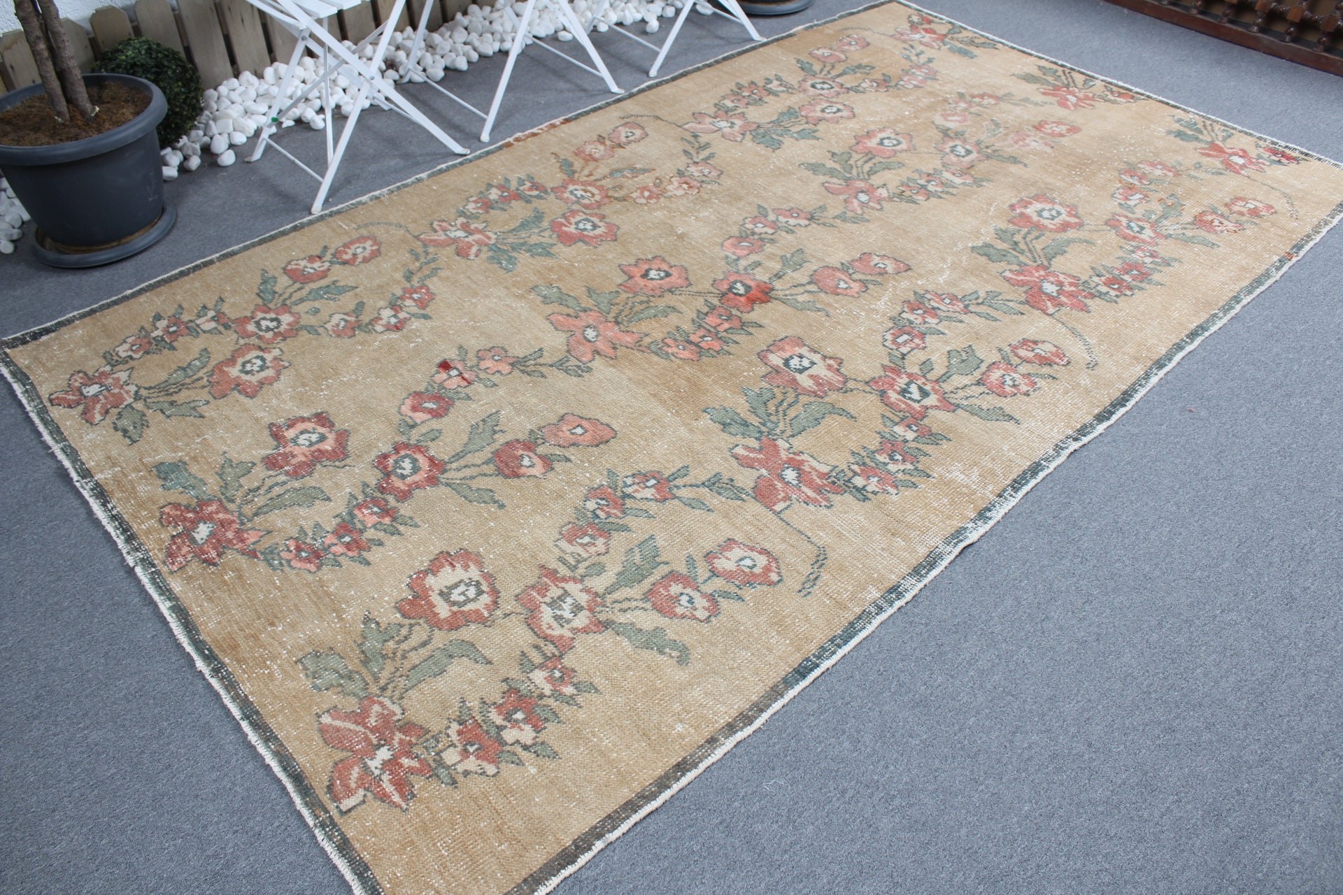 Living Room Rugs, Antique Rug, Vintage Rug, Dining Room Rug, Boho Rug, Turkish Rug, 5.4x9.2 ft Large Rug, Brown Oushak Rug