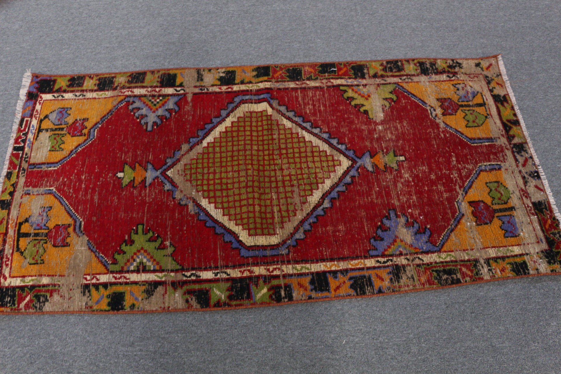 2.5x5.2 ft Small Rug, Car Mat Rug, Rugs for Kitchen, Wool Rug, Red Antique Rugs, Bath Rug, Vintage Rug, Turkish Rug, Home Decor Rugs