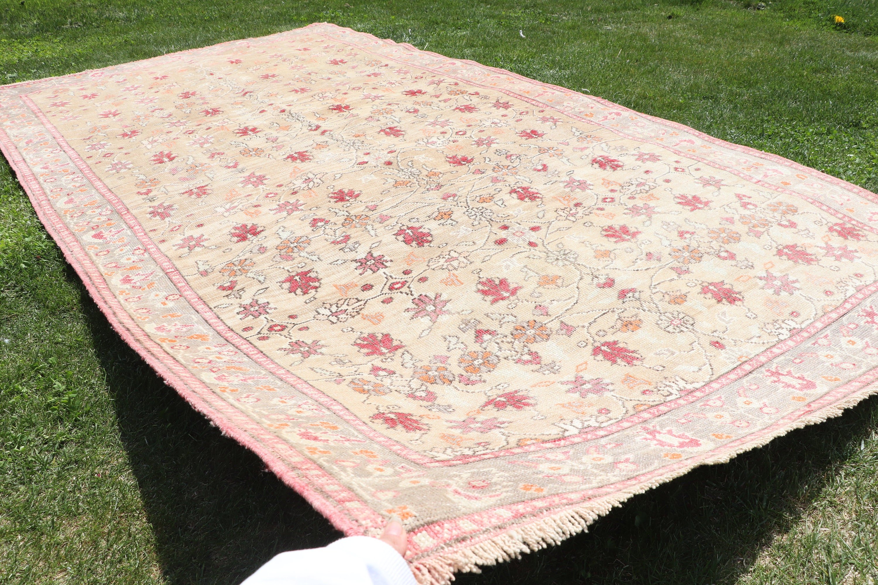 El Dokuma Halılar, Türk Halıları, Bej Lüks Halılar, 5.2x9.5 ft Büyük Halı, Vintage Halı, Yatak Odası Halıları, Boho Halıları, Yemek Odası Halıları