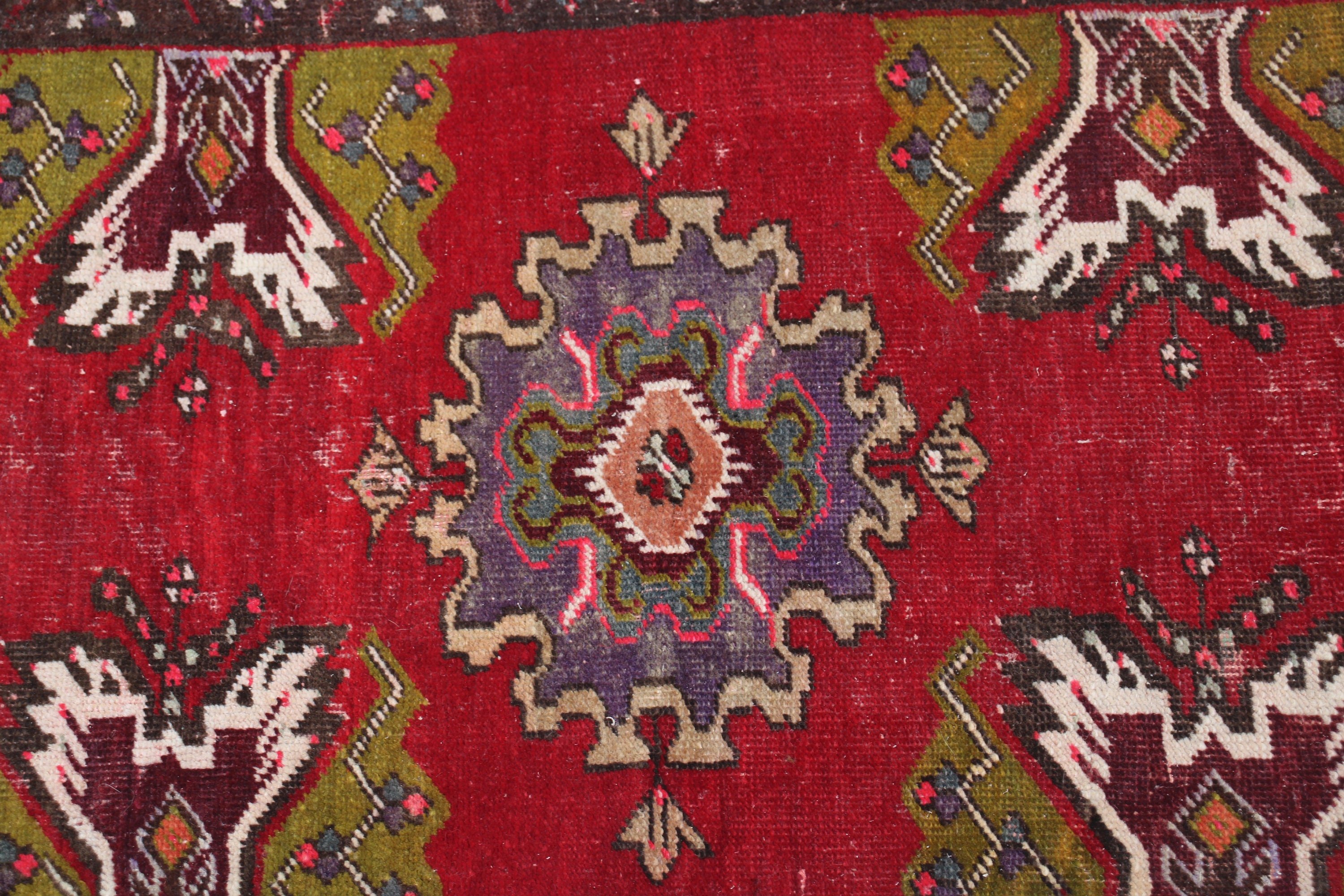 Turkish Rug, Bath Mat Cute Rugs, Vintage Rug, Anatolian Rug, Red Geometric Rug, 1.6x2.8 ft Small Rug, Bedroom Rugs, Oushak Rugs, Entry Rugs