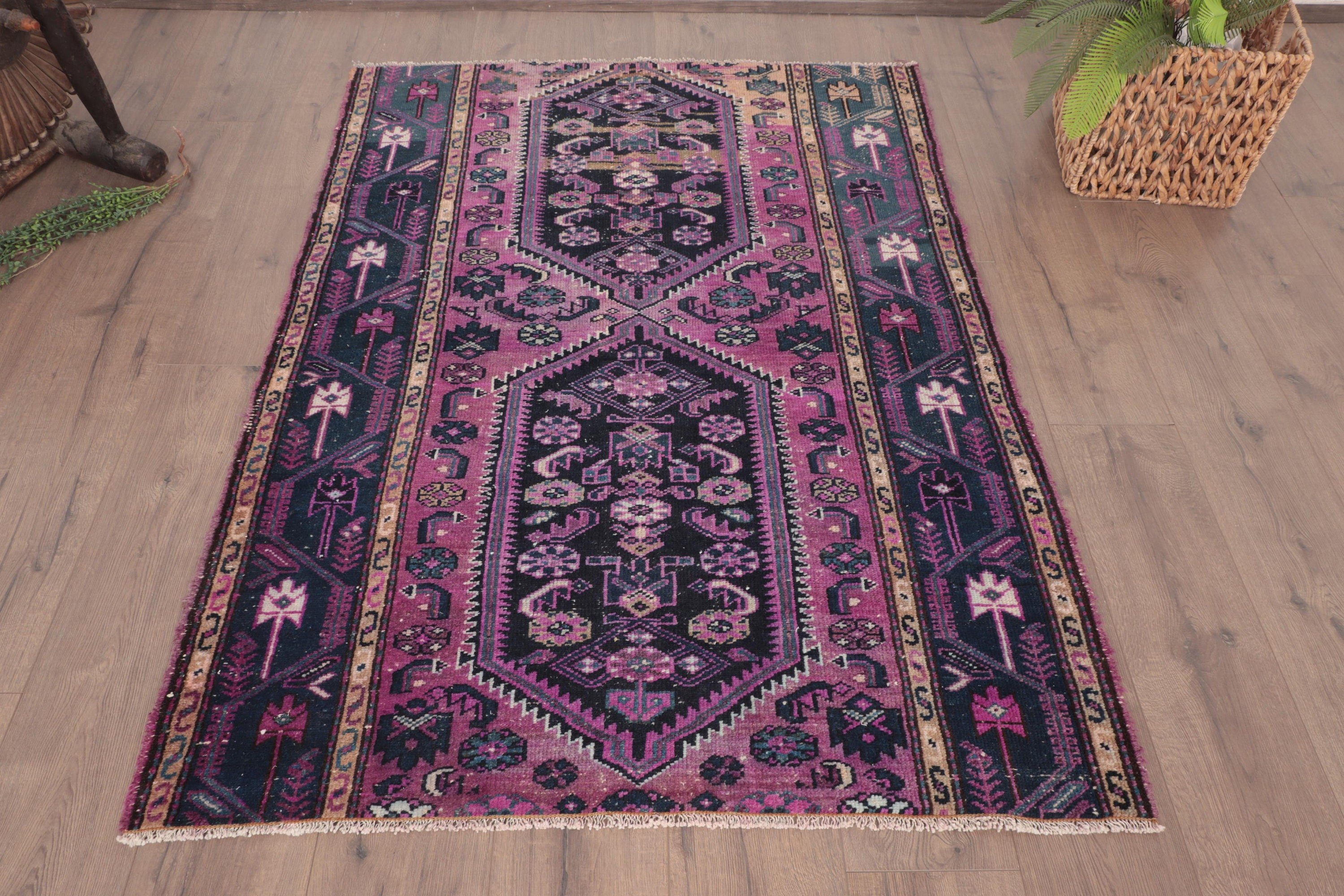 Anatolian Rugs, Purple Oriental Rugs, Kitchen Rugs, Modern Rug, Luxury Rug, Vintage Rugs, 3.8x5.2 ft Accent Rug, Turkish Rugs, Nursery Rugs