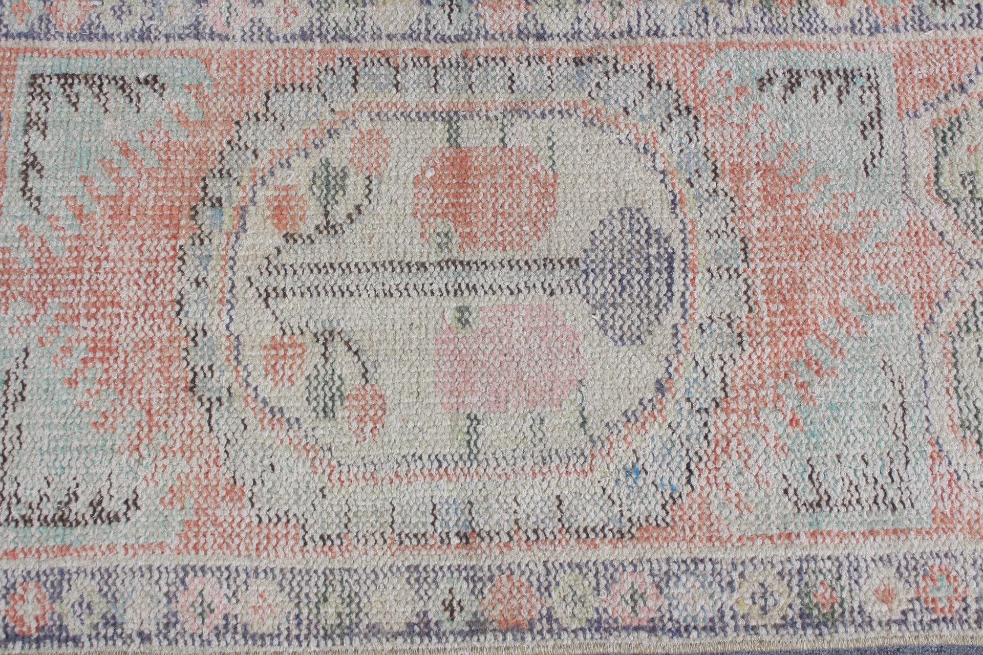 Oushak Halı, Turuncu Oushak Halı, Banyo Halısı, Yün Banyo Paspas Halısı, Vintage Halılar, 1.8x3.6 ft Küçük Halı, Türk Halısı, Kapı Paspası Halısı