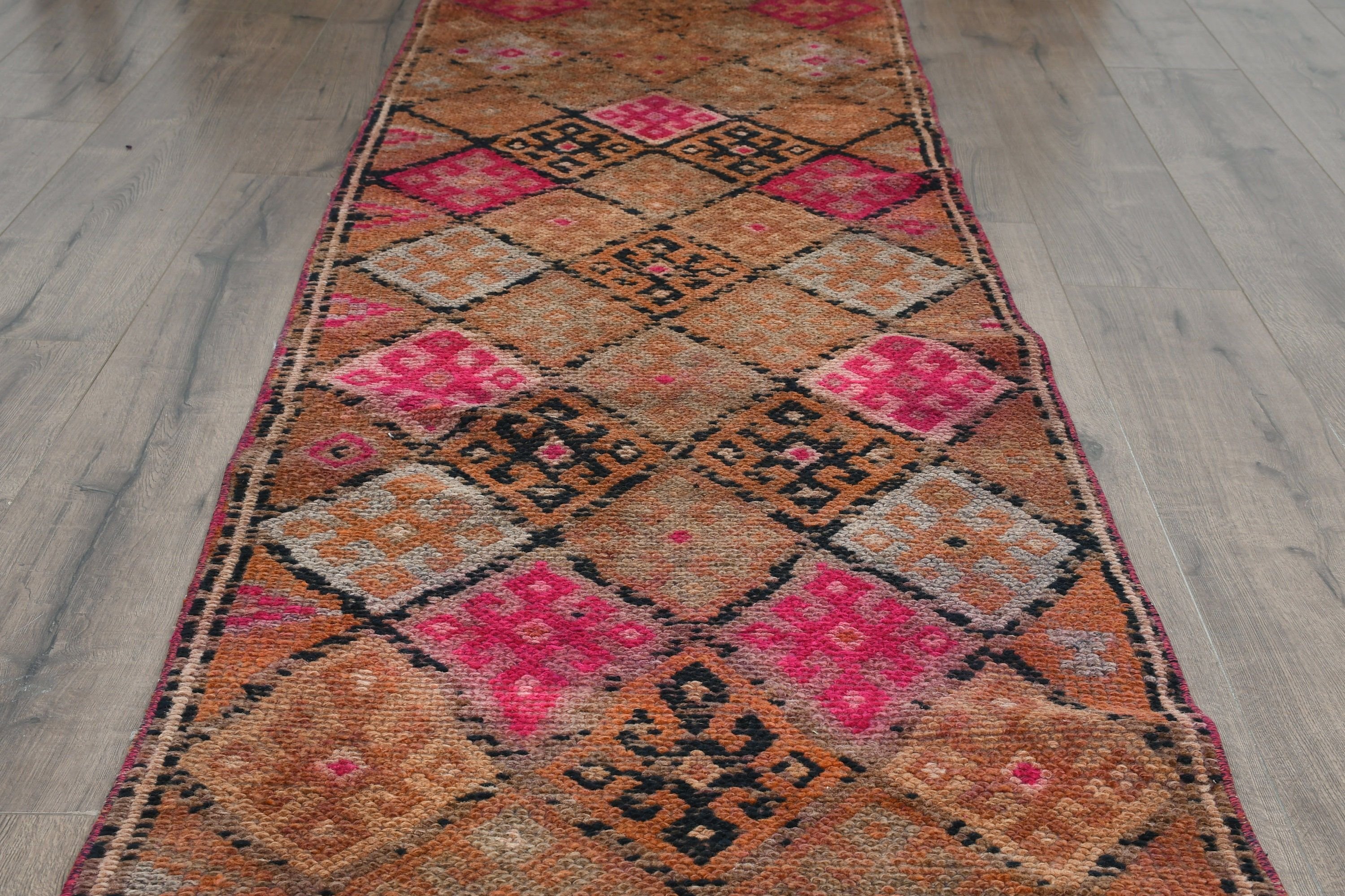 Vintage Rug, Turkish Rug, Rugs for Hallway, Orange Moroccan Rug, Home Decor Rugs, Anatolian Rug, 2.5x11.5 ft Runner Rug, Hallway Rug