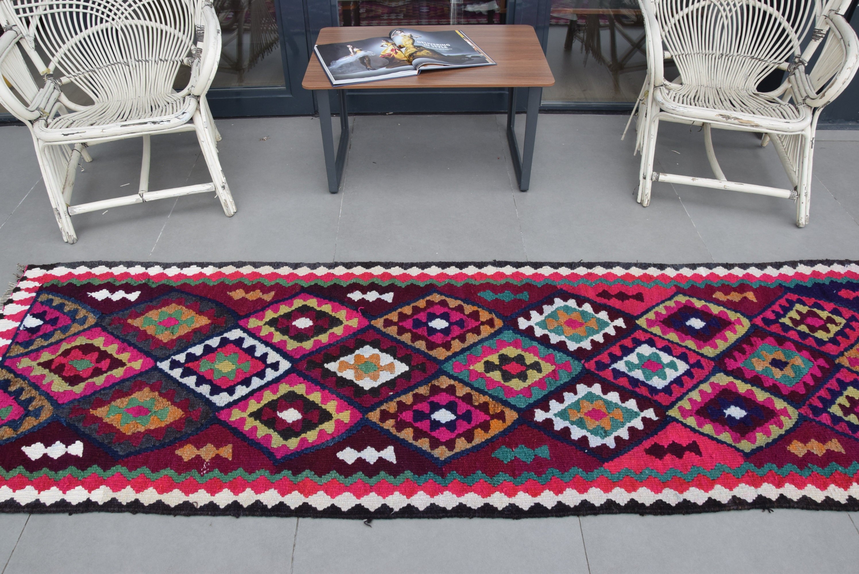 Kilim, Türk Halısı, 2.8x9.3 ft Runner Halıları, Pembe Anadolu Halısı, Koridor Halıları, Vintage Halı, Merdiven Halısı, Yer Halıları, Sanat Halısı, Fas Halısı