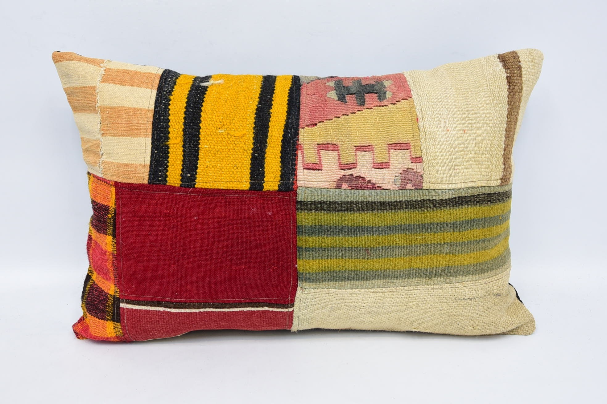 Home Decor Pillow, 16"x24" Red Pillow Sham, Shabby Chic Cushion Case, Kilim Pillow Cover, Rustic Cushion Case, Kilim Cushion Sham